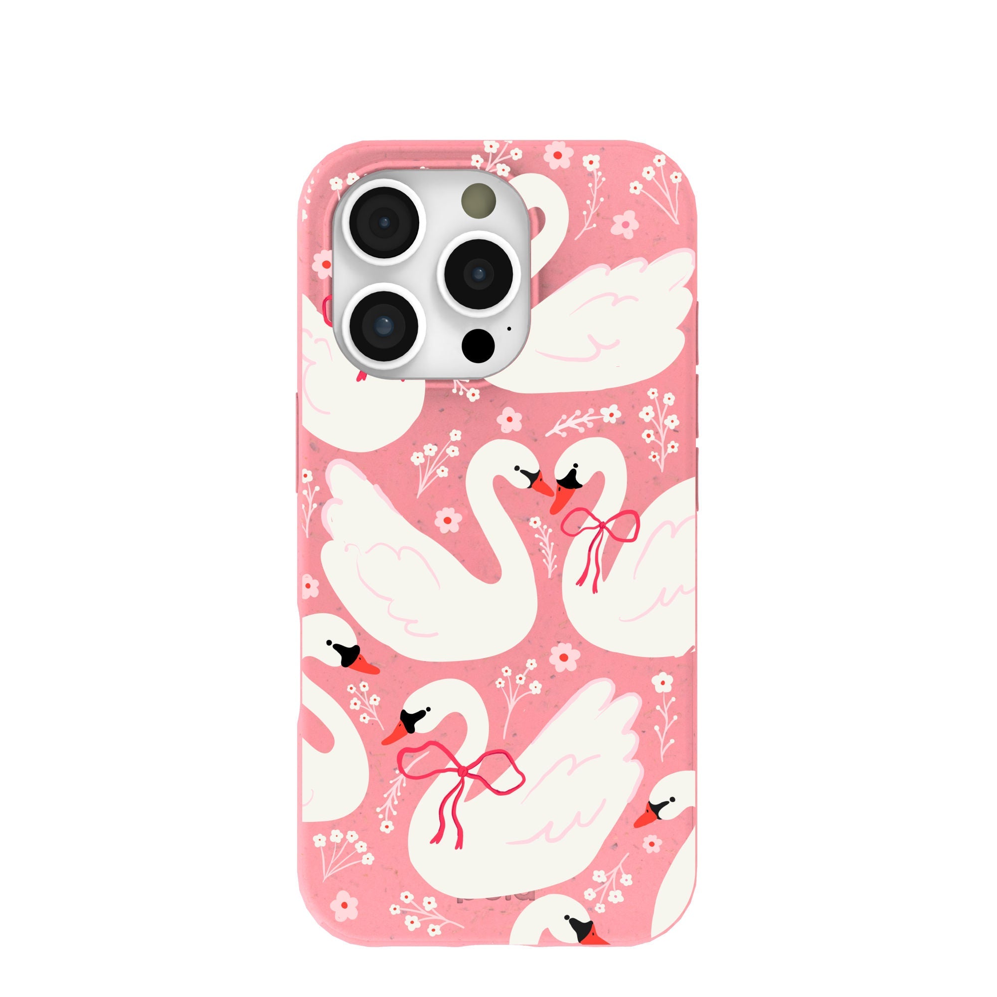 Bubblegum Pink Swan Garden iPhone 16 Pro Case Refurbished - Pela Case refurbished available on Cerqular