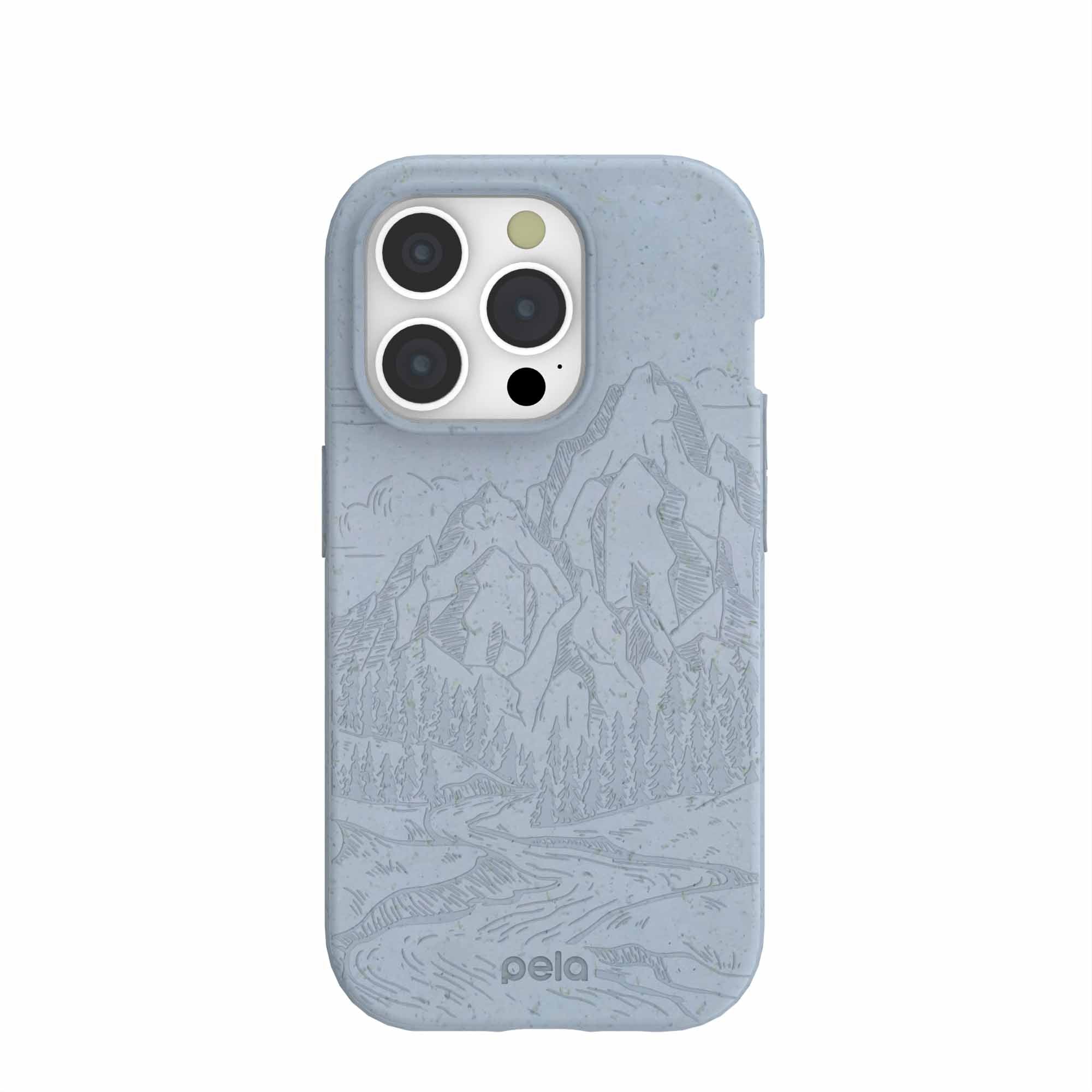 Powder Blue Rockies iPhone 15 Pro Case Refurbished - Pela Case refurbished available on Cerqular