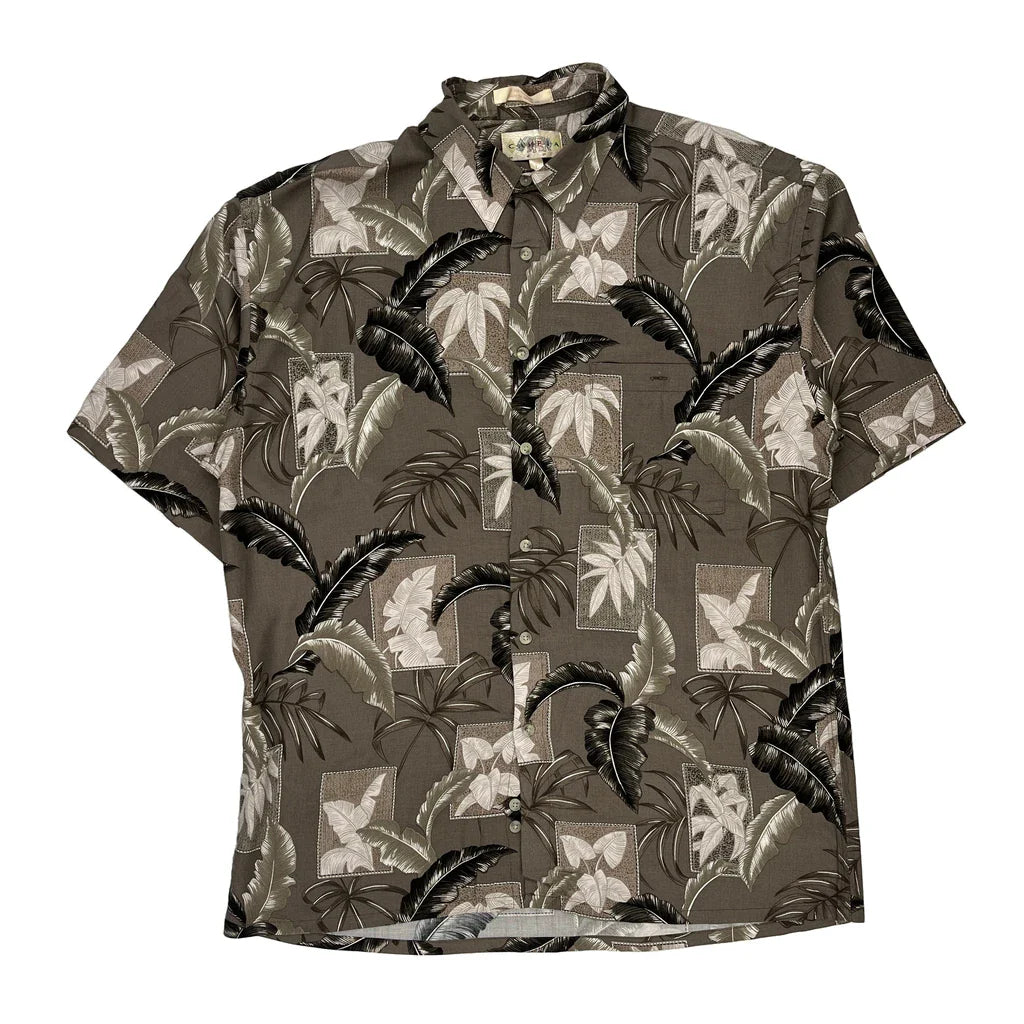 Campia Floral Hawaiian Shirt - Large Black Viscose Refurbished - Thrifted (note: this is a term often used to describe second- refurbished available on Cerqular