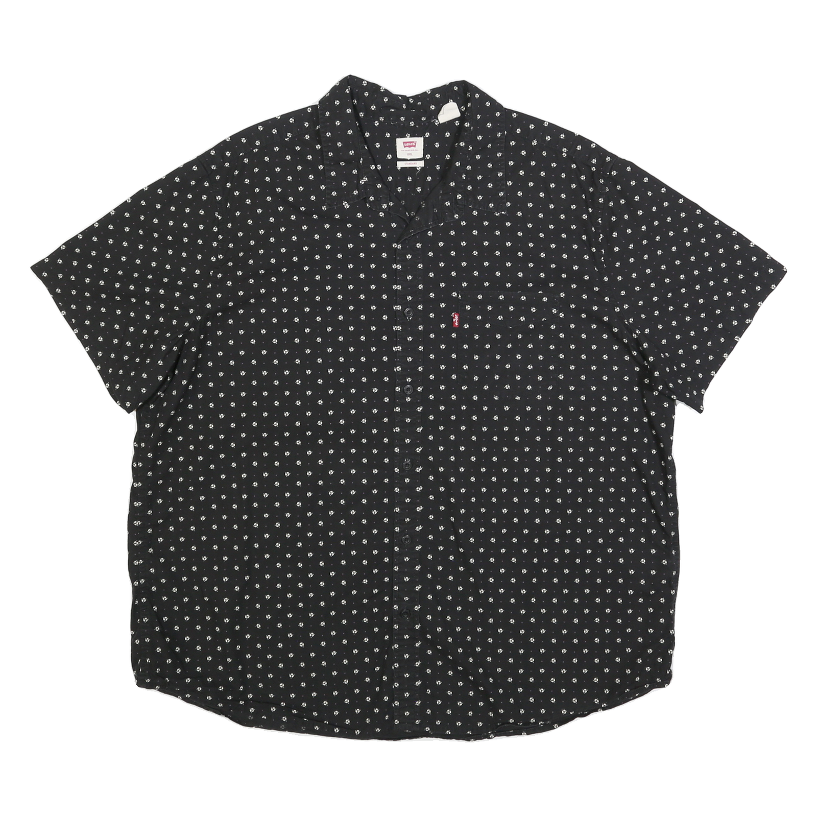 LEVI'S Mens Black & White Cotton Blend Printed Shirt 2XL Short Sleeve Casual Refurbished - N/A refurbished available on Cerqular