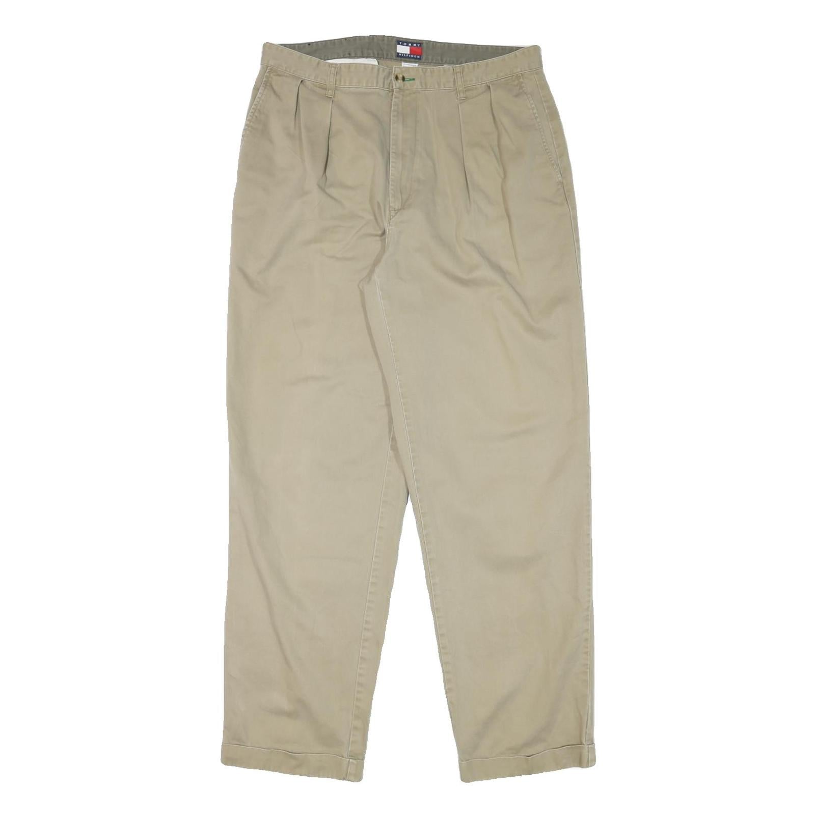 TOMMY HILFIGER Mens Cotton Blend Beige Relaxed Straight Trousers W36 L34 Casual Refurbished - N/A refurbished available on Cerqular