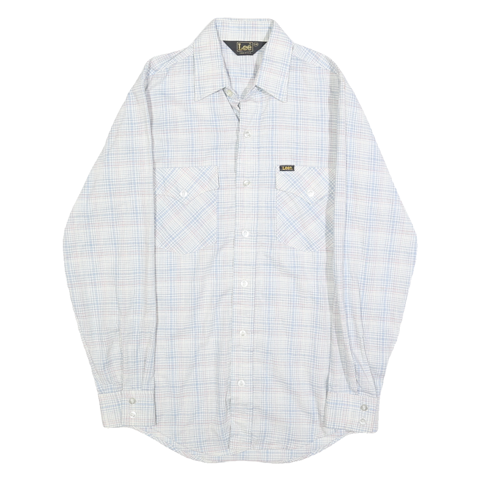 LEE Mens Blue White Check Shirt S Cotton Blend Casual Pocket Buttons Refurbished - N/A refurbished available on Cerqular