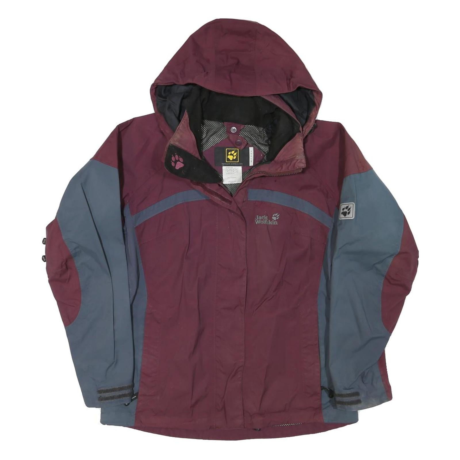 JACK WOLFSKIN Womens Maroon & Blue Outdoor Jacket UK 12 Polyester Blend Zip Refurbished - N/A refurbished available on Cerqular