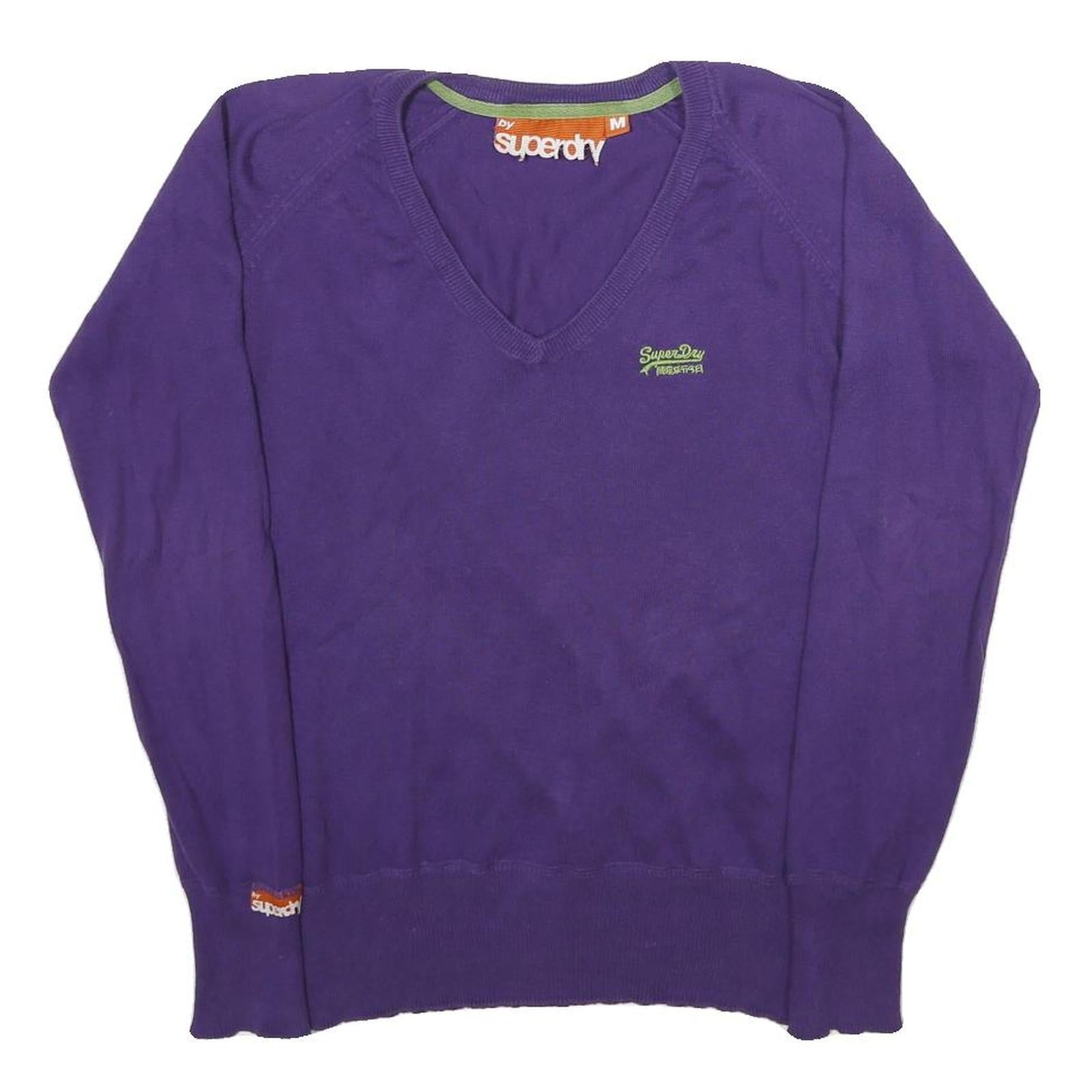 SUPERDRY Mens Purple Plain V-Neck Basic Knit Jumper M Casual Cotton Comfort Refurbished - N/A refurbished available on Cerqular