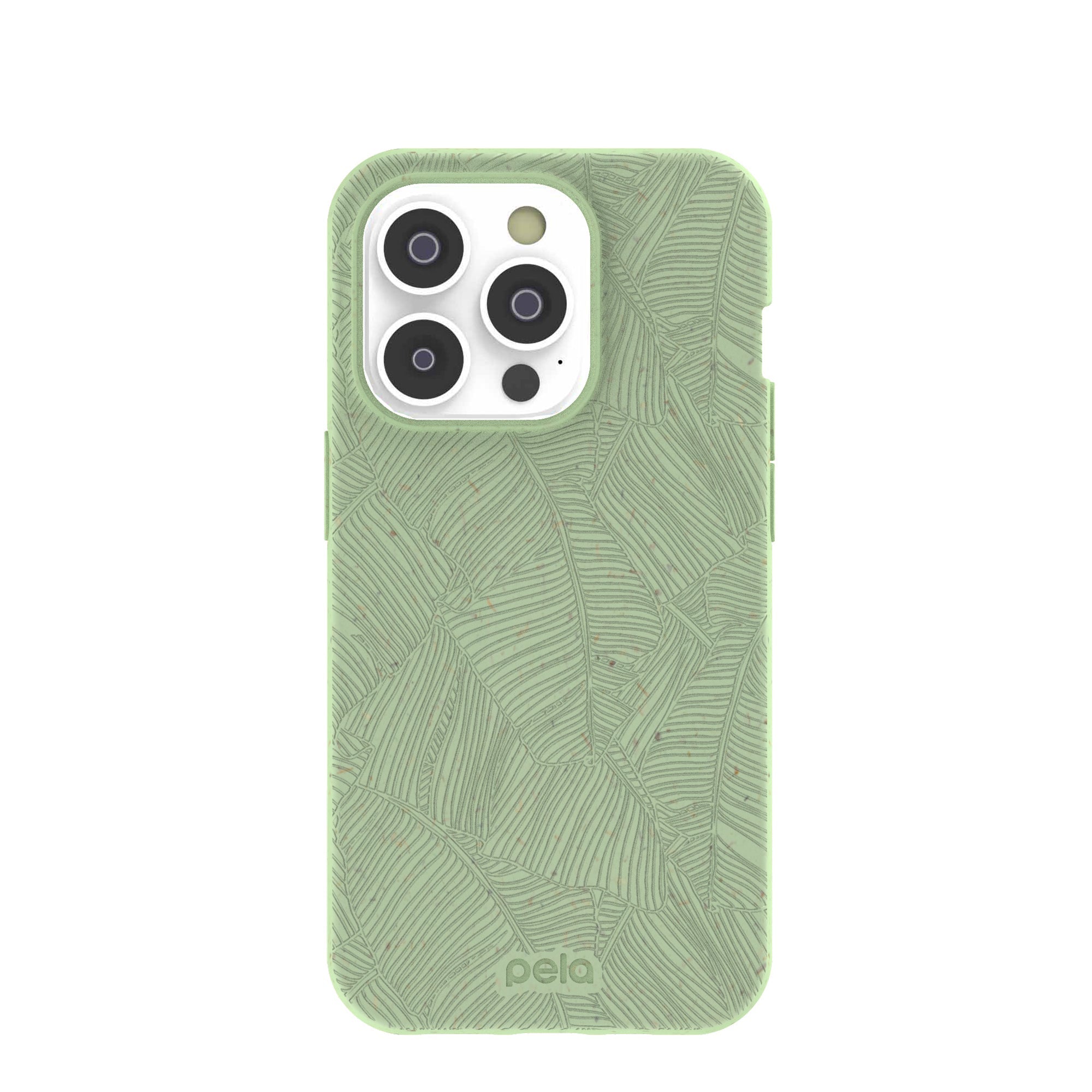 Sage Green Lushy Leaves iPhone 14 Pro Case Refurbished - Pela Case refurbished available on Cerqular