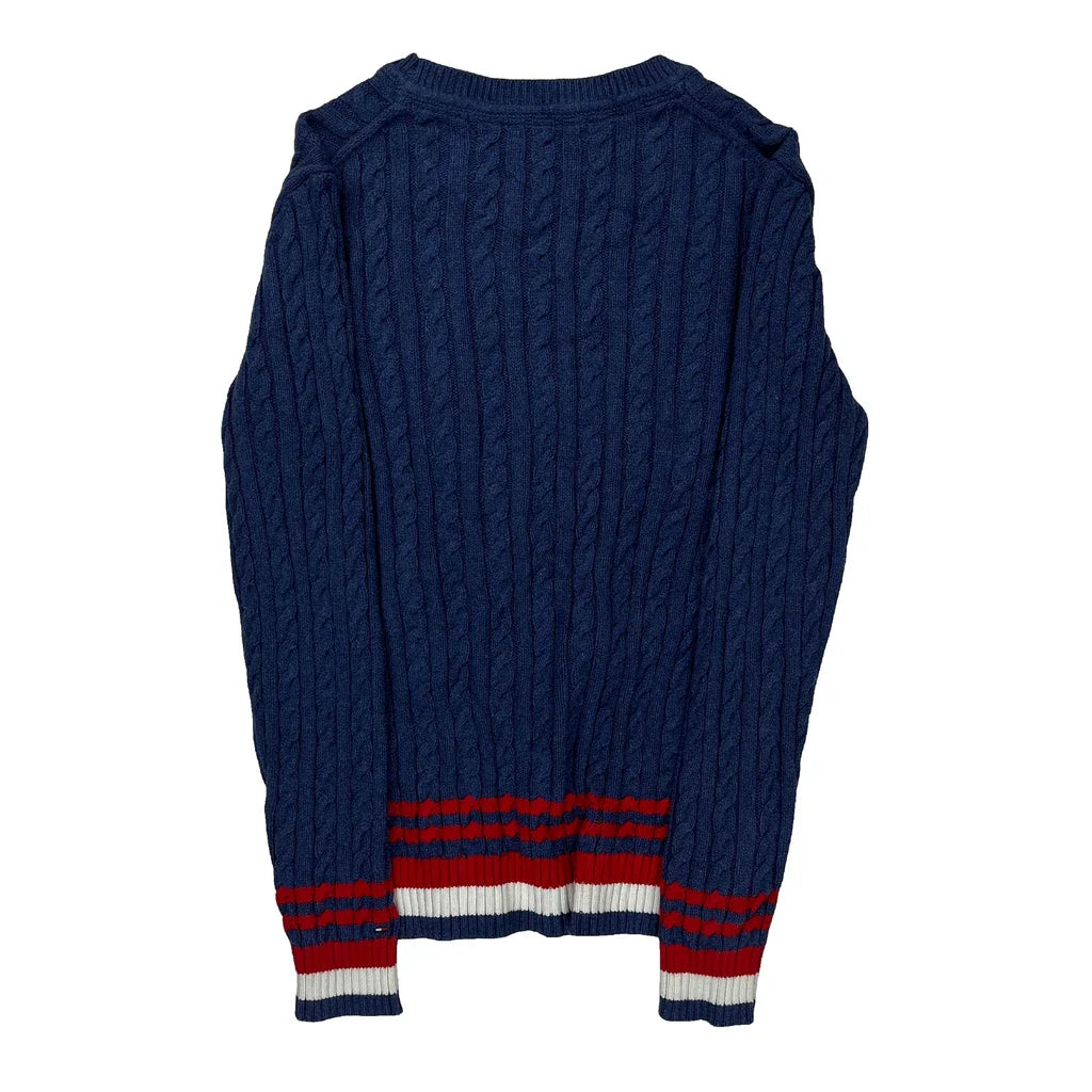Tommy Hilfiger Jumper - Medium Blue Cotton Refurbished - Thrifted (note: this is a term often used to describe second- refurbished available on Cerqular