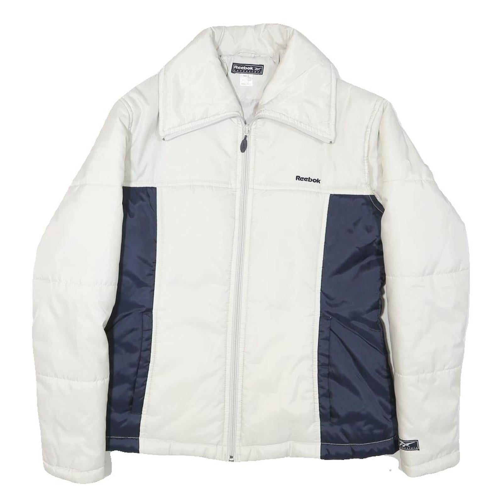 REEBOK Womens White & Navy Zip Jacket M Polyester Blend Plain Casual Sportswear Refurbished - N/A refurbished available on Cerqular