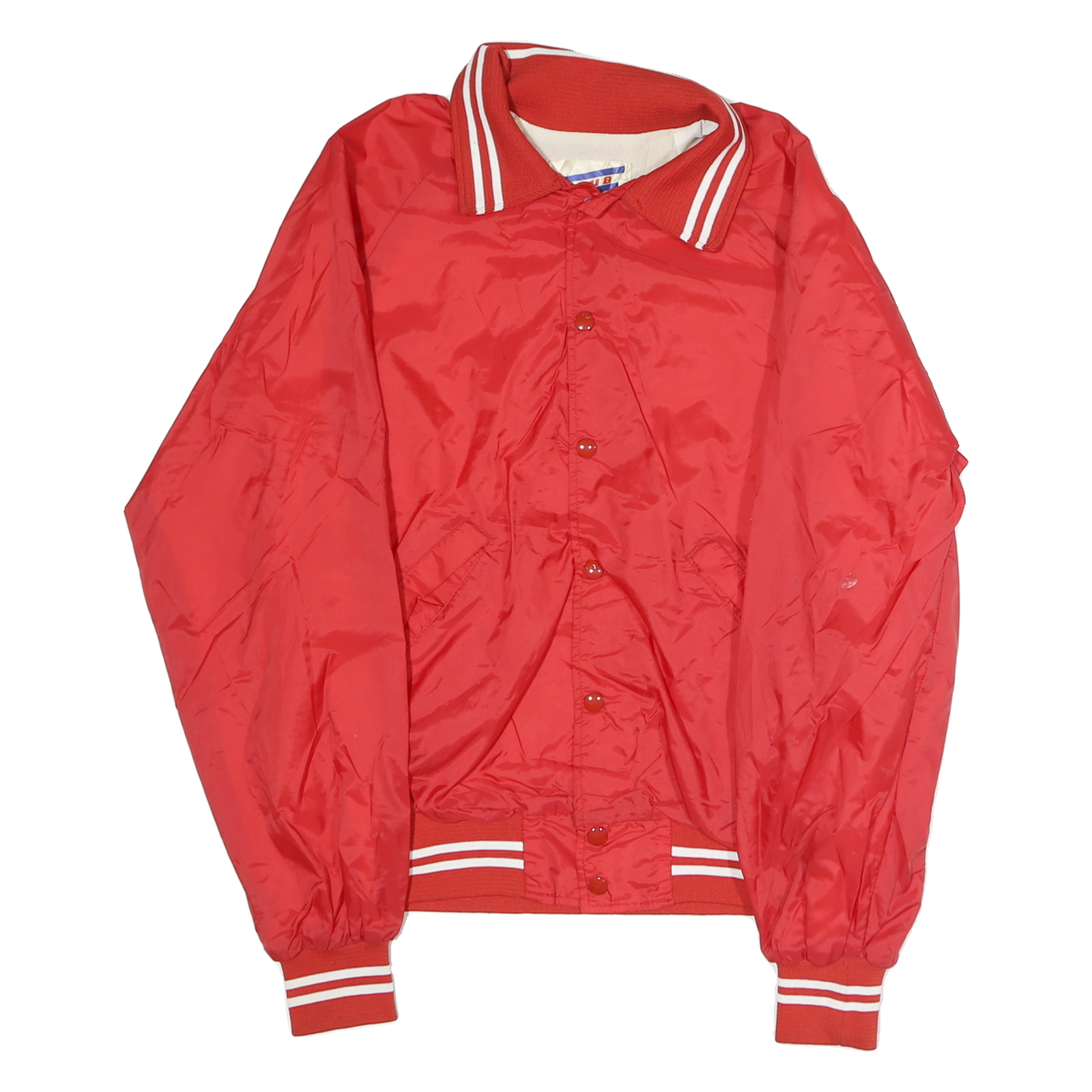 CLUB 21 Mens Red Nylon Button Jacket M Plain Retro Vintage Style Refurbished - N/A refurbished available on Cerqular