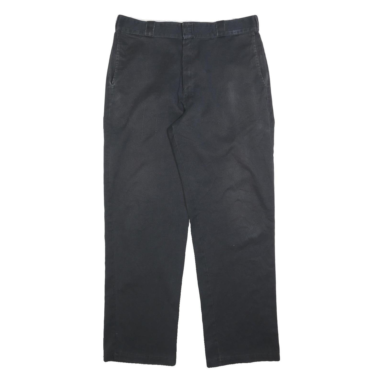 DICKIES Mens Cotton Blend Black Relaxed Straight Trousers W36 L34 Workwear Refurbished - N/A refurbished available on Cerqular