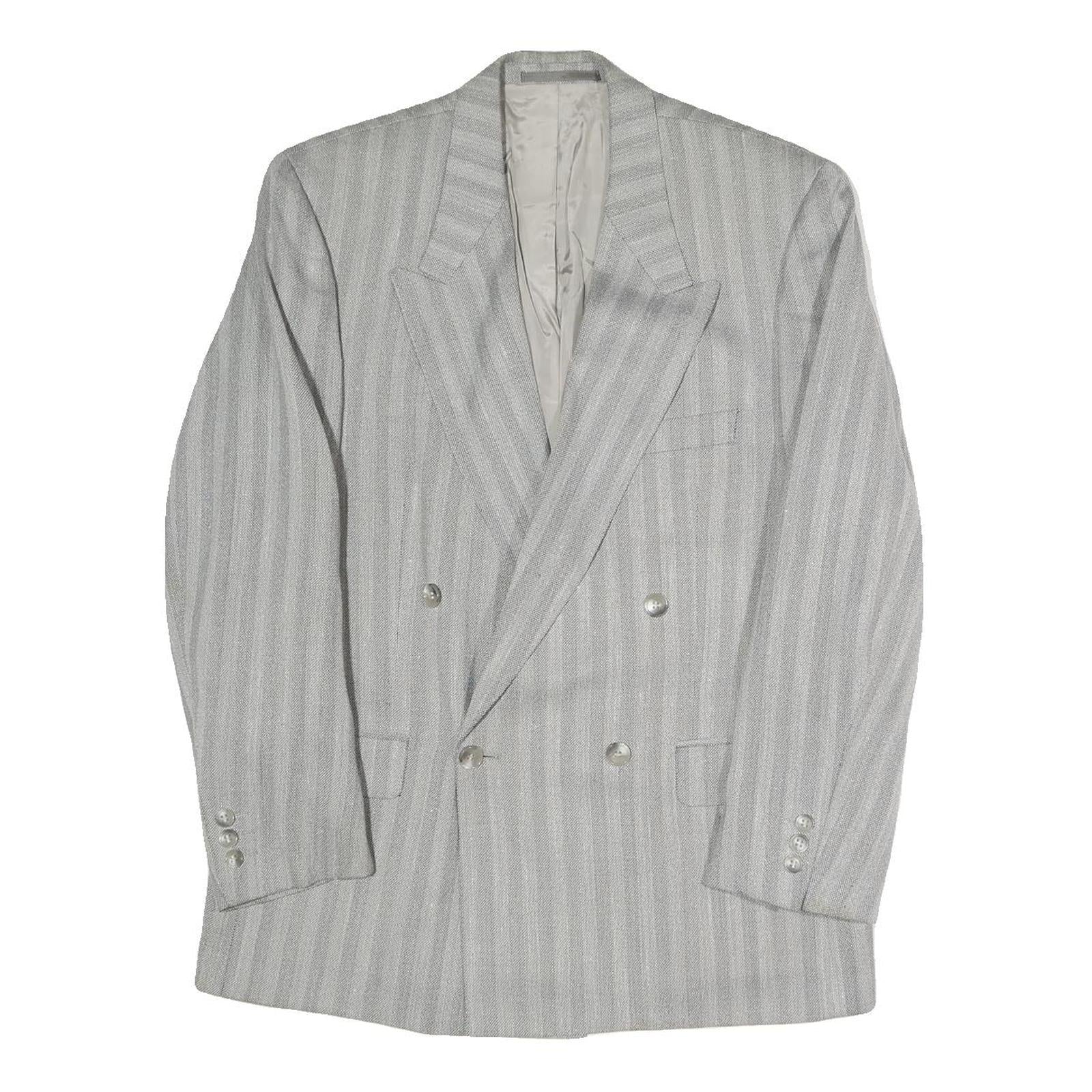 Buy Mens Grey Button Jacket M Polyester Blend Striped Classic Fit Formal Blazer Refurbished - $41.59 Mens Grey Button Jacket M Polyester Blend Striped Classic Fit Formal Blazer Refurbished - N/A refurbished available on Cerqular