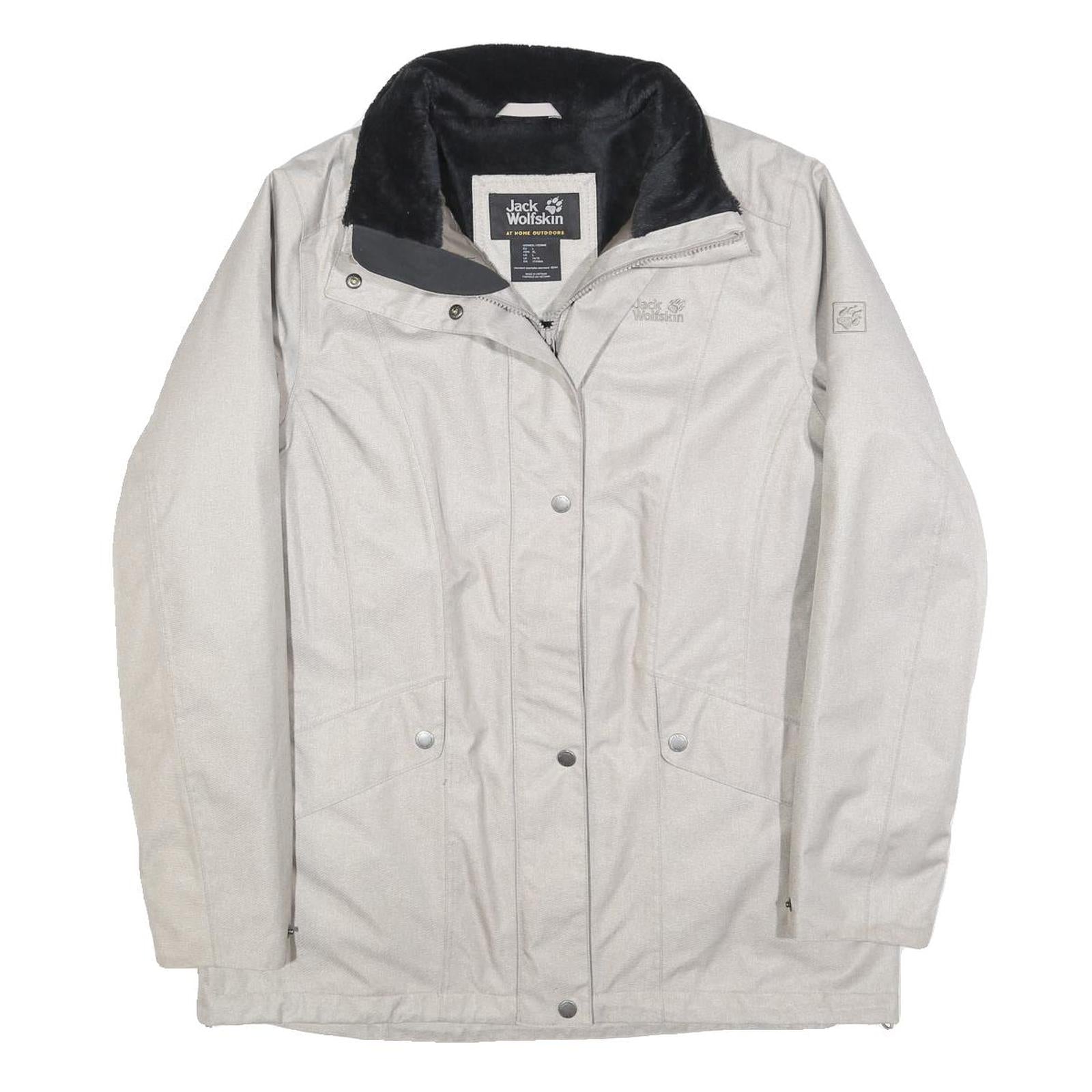 JACK WOLFSKIN Womens White Jacket L Polyester Blend Zip Outdoor Warm Winter Refurbished - N/A refurbished available on Cerqular