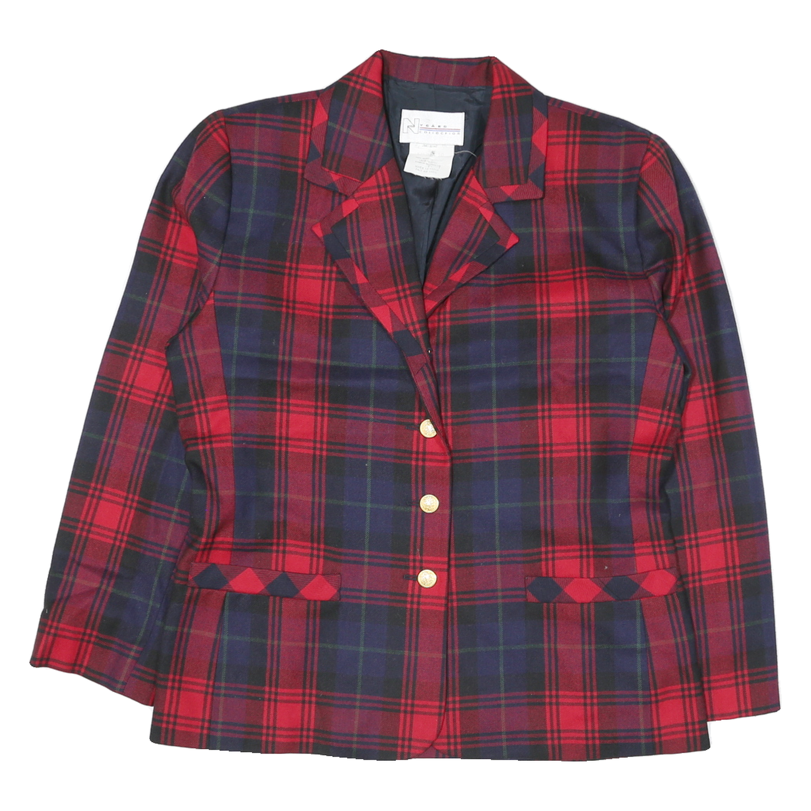 NVGARD Mens Red & Navy Tartan Button Jacket M Cotton Blend Classic Refurbished - N/A refurbished available on Cerqular
