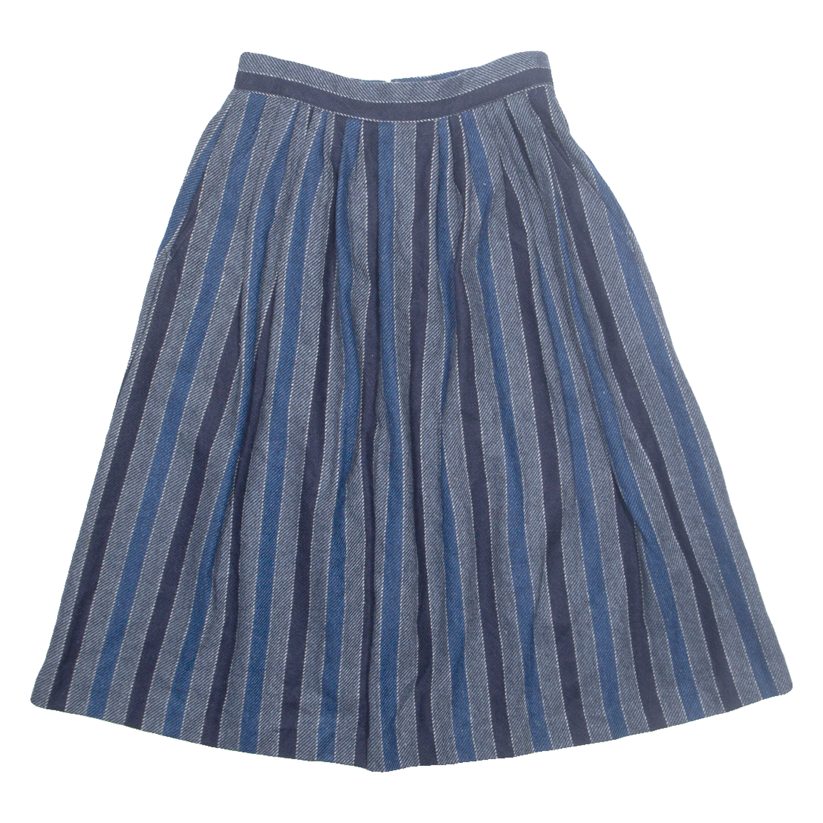 THE PETITE IDEA Womens A-Line Skirt Blue Midi Wool Striped XS Refurbished - N/A refurbished available on Cerqular