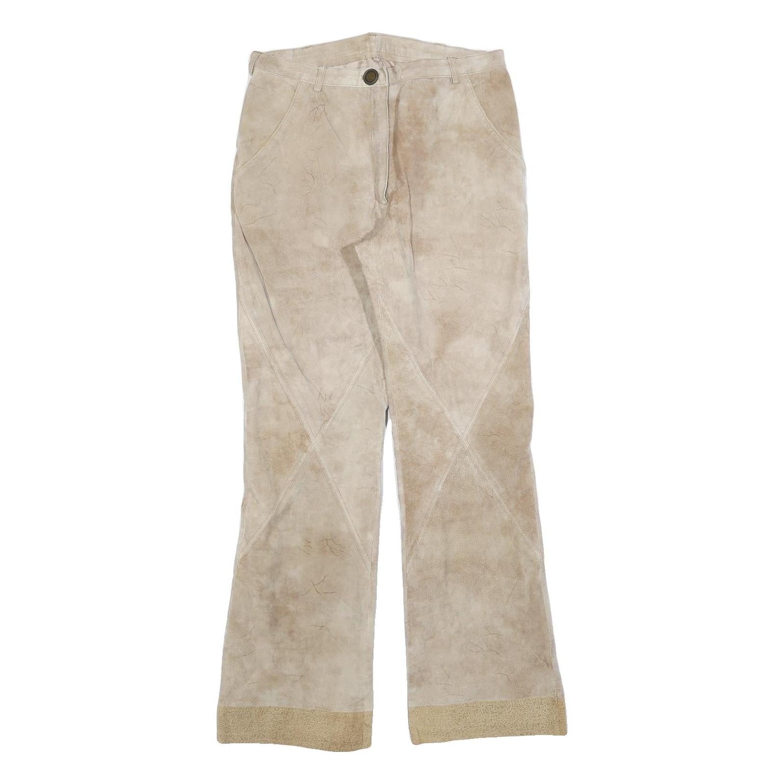 SPIETH & WENSKY Womens Leather Beige Regular Fit Straight Leg Trousers W30 L32 Refurbished - N/A refurbished available on Cerqular