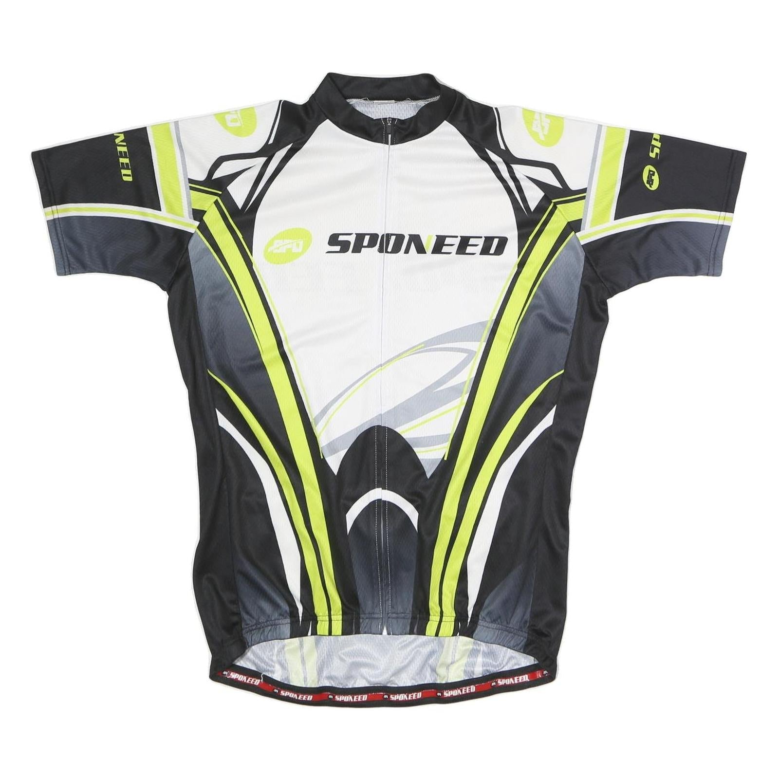 SPONEED Mens White & Black Cycling T-Shirt 2XL Short Sleeve Zip Neck Performance Refurbished - N/A refurbished available on Cerqular