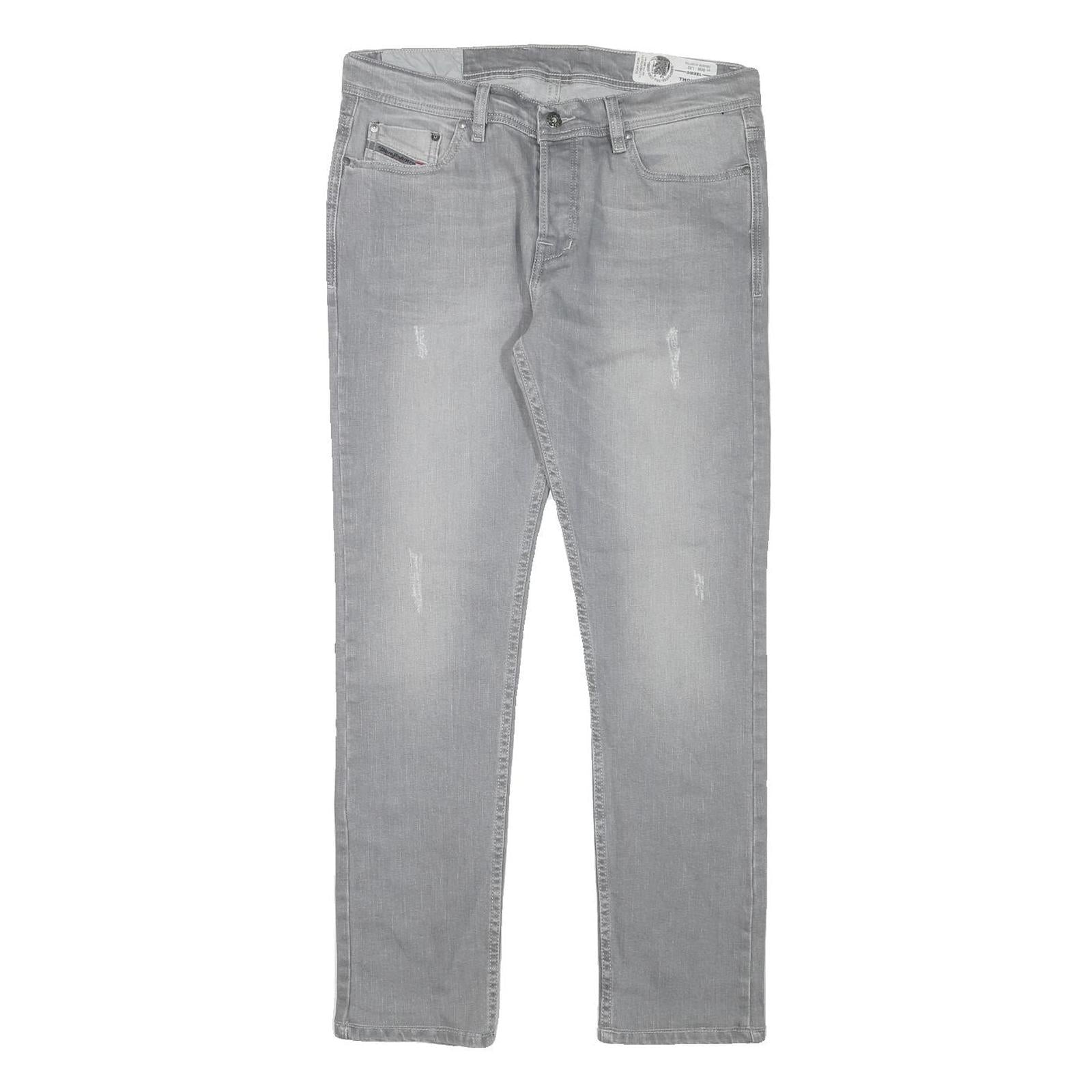 DIESEL Mens Slim Grey Denim Slim Jeans Cotton Blend W33 L29 Distressed Zip Refurbished - N/A refurbished available on Cerqular