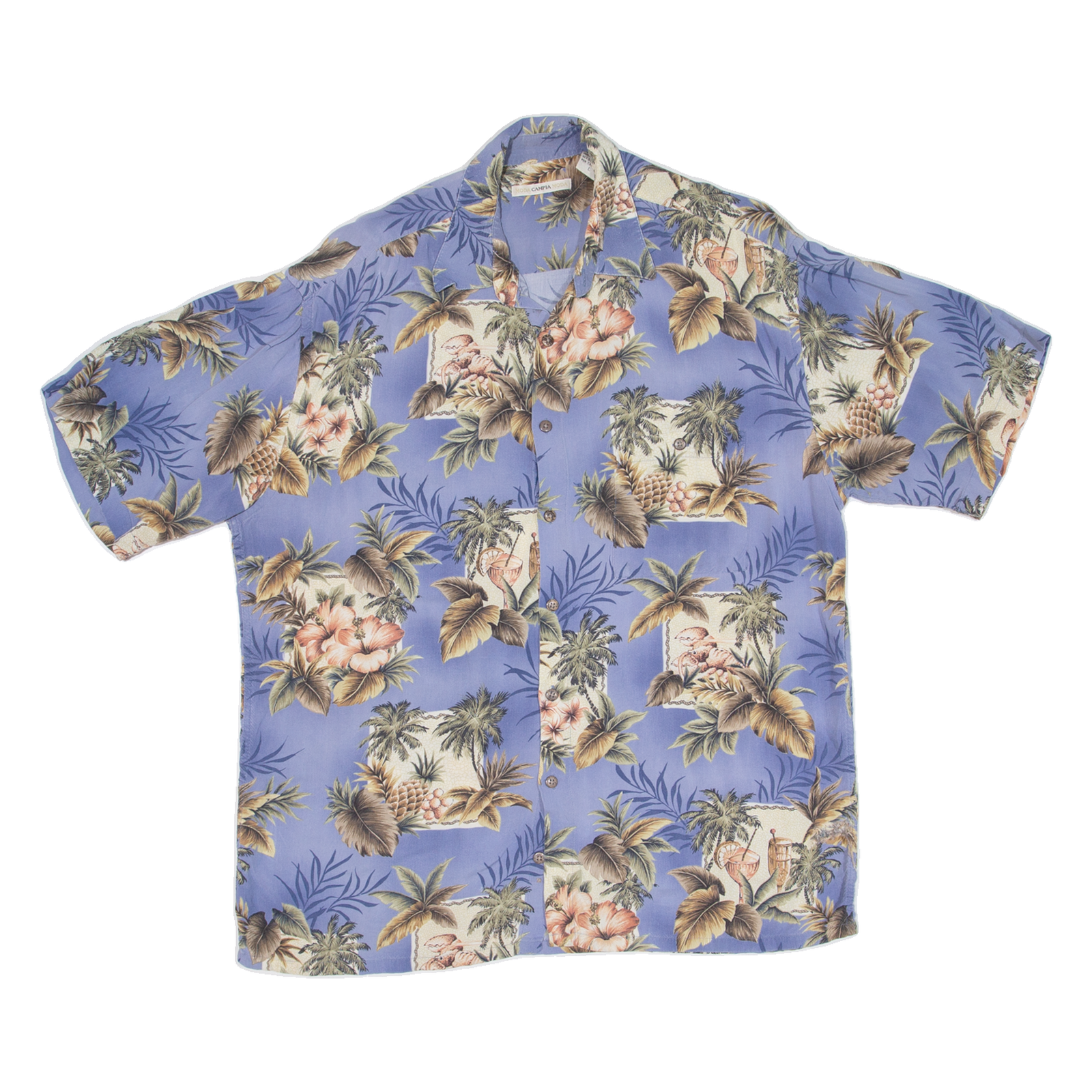 MODA CAMPIA MODA Mens Hawaiian Shirt Blue Floral L Refurbished - N/A refurbished available on Cerqular