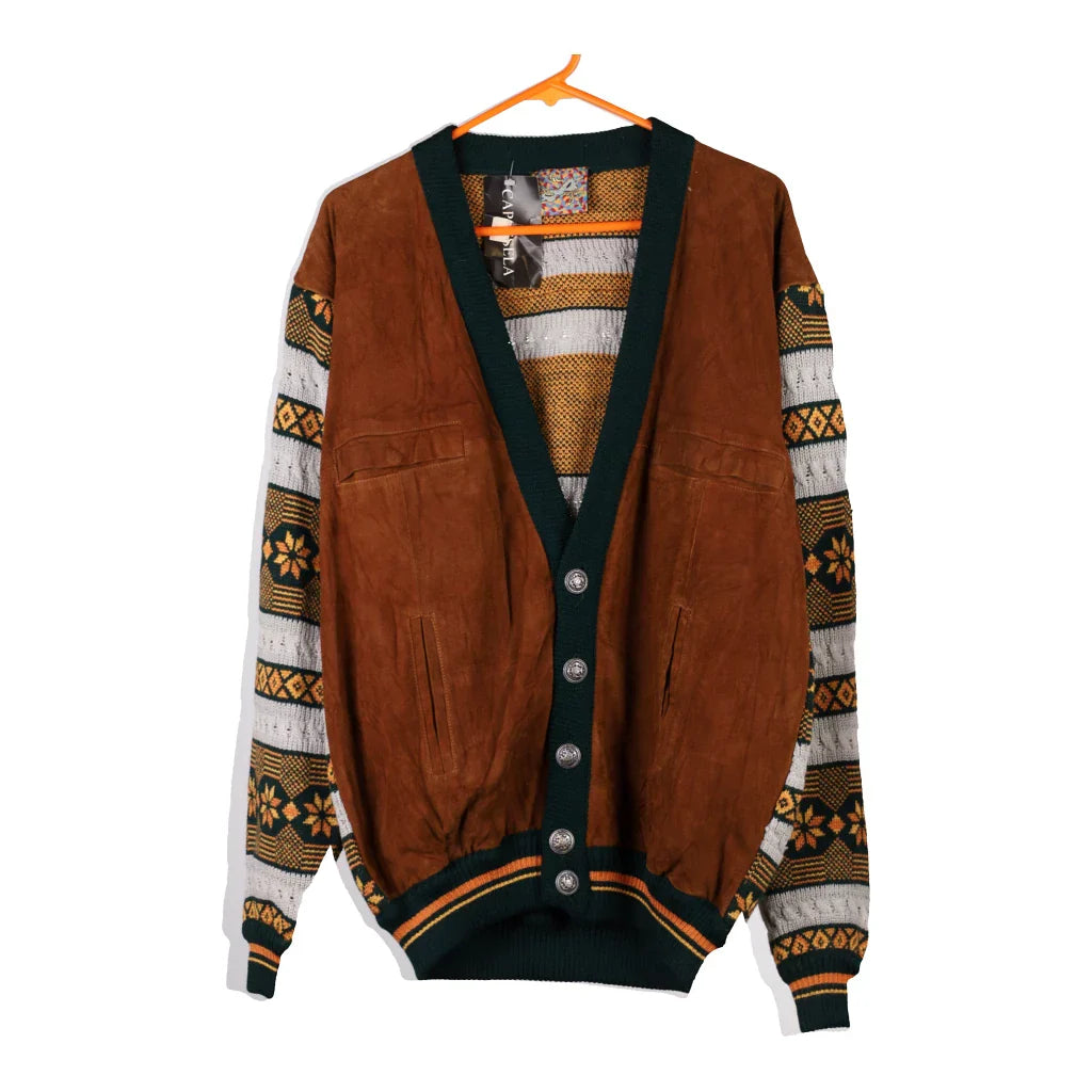 Buy Vera Pelle Cardigan - Large Brown Suede Refurbished - $16.07 Vera Pelle Cardigan - Large Brown Suede Refurbished - Thrifted (note: this is a term often used to describe second- refurbished available on Cerqular
