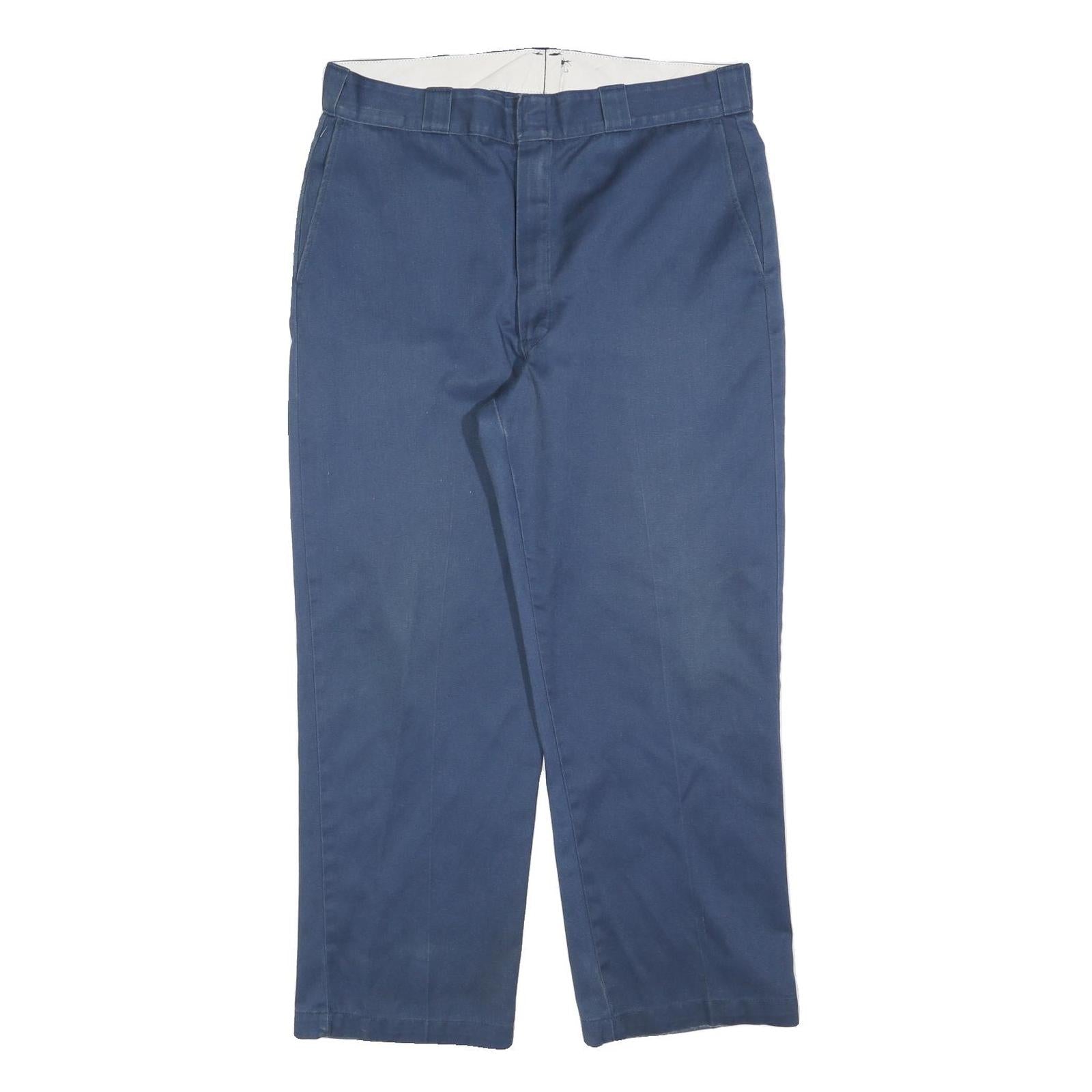 DICKIES Mens Cotton Blend Blue Regular Straight Trousers W36 L28 Workwear Zip Refurbished - N/A refurbished available on Cerqular