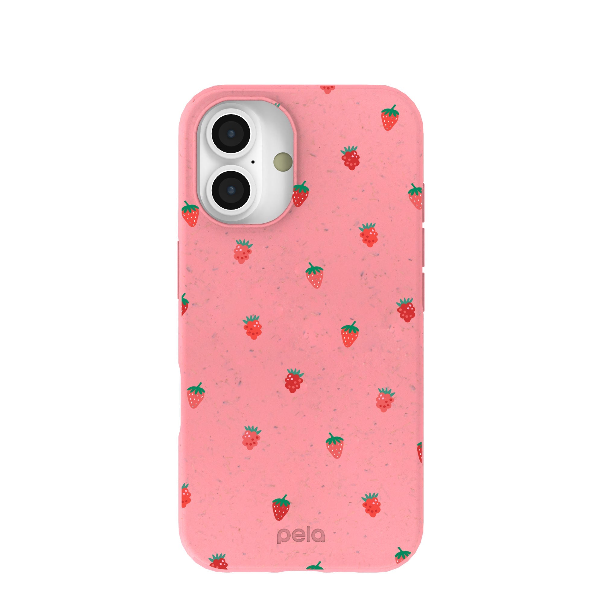 Bubblegum Pink Summer Berries iPhone 16 Case Refurbished - Pela Case refurbished available on Cerqular