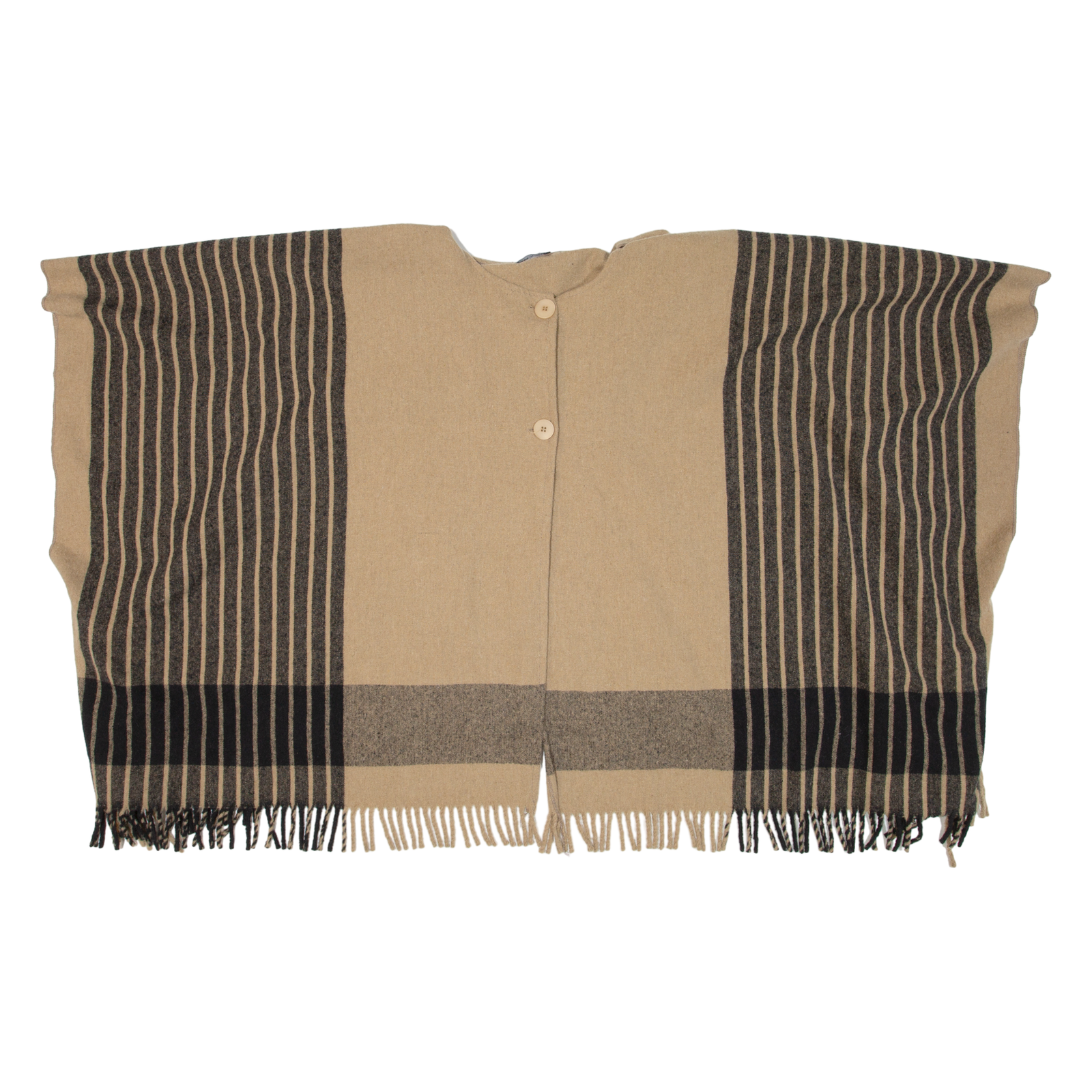 Poncho Womens Overcoat Coat Beige Knit Striped ONE SIZE Refurbished - N/A refurbished available on Cerqular