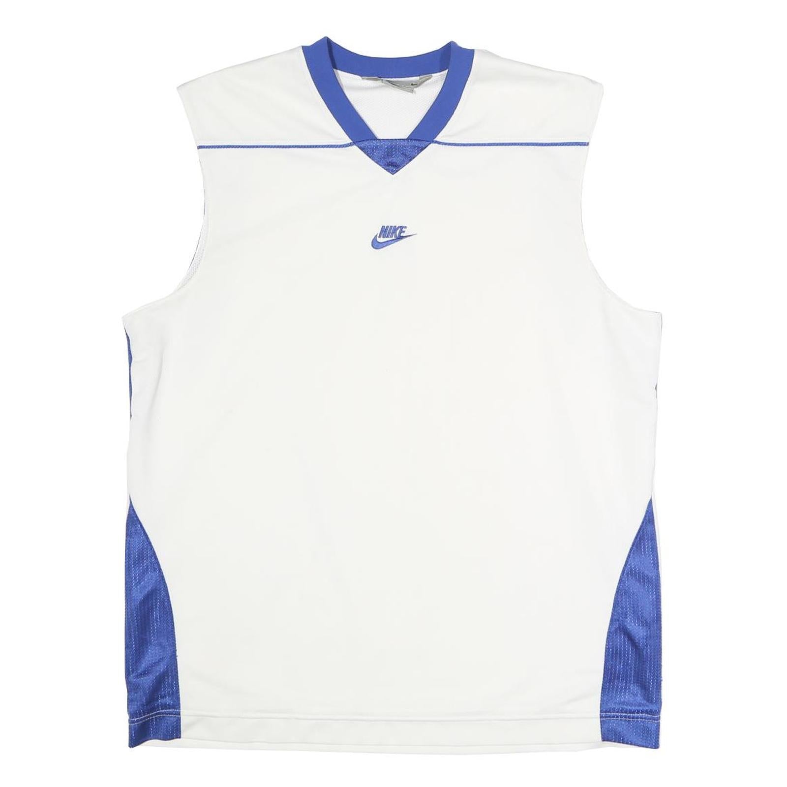 NIKE Mens White & Blue Sleeveless V-Neck Polyester Sports T-Shirt M Refurbished - N/A refurbished available on Cerqular