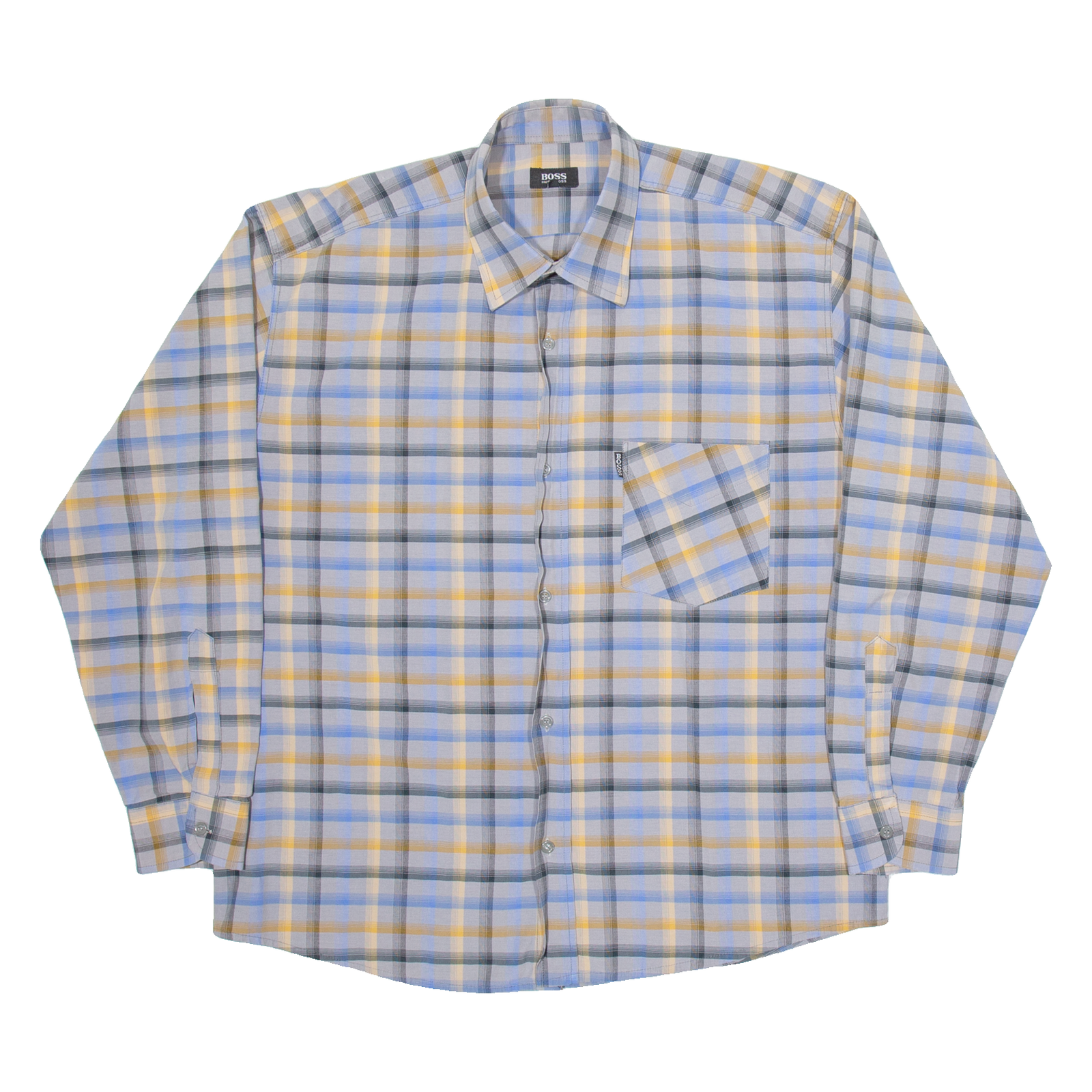 BOSS Mens Shirt Grey Check Long Sleeve XL Refurbished - N/A refurbished available on Cerqular