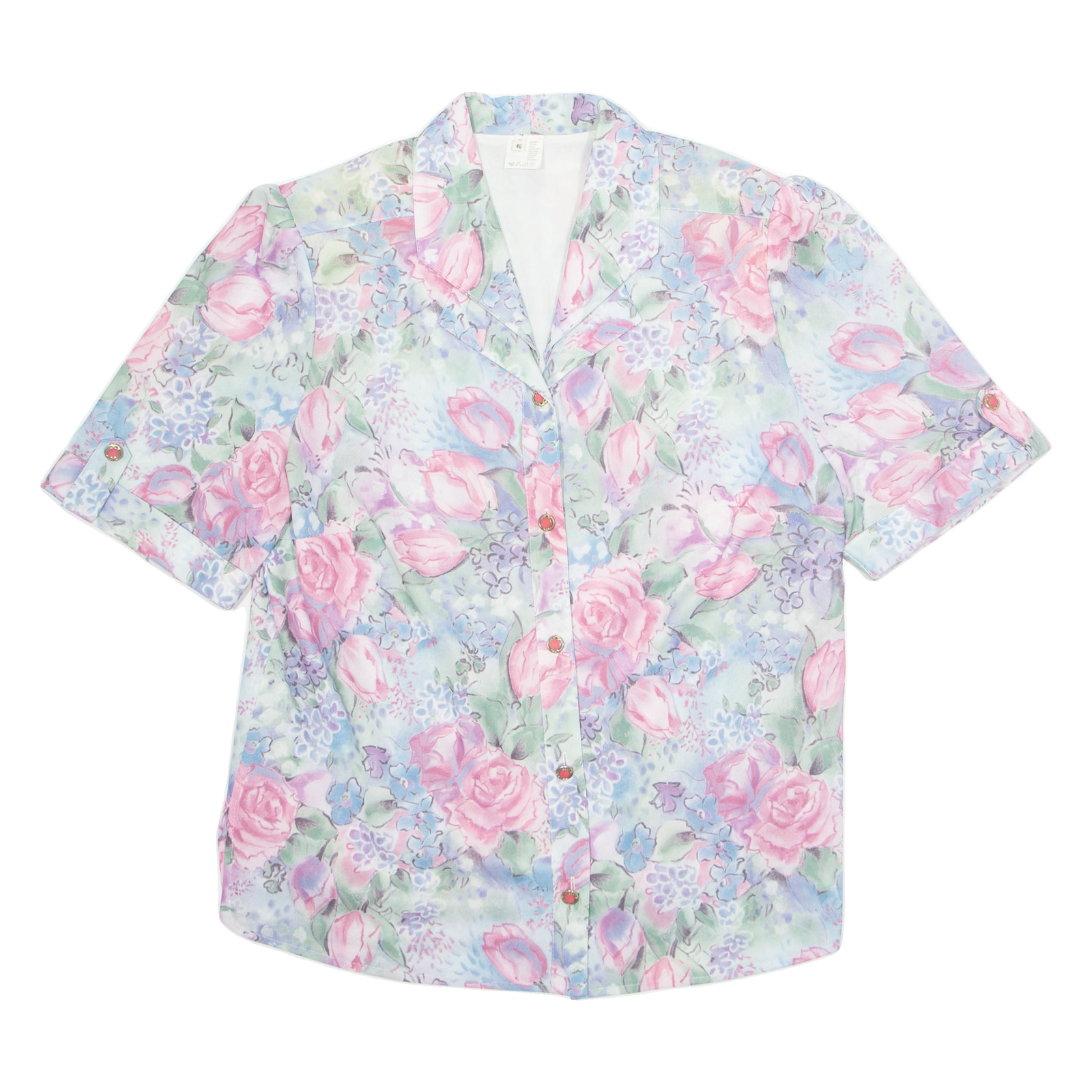 Womens Printed Blouse Pink V-Neck Floral XL Refurbished - N/A refurbished available on Cerqular