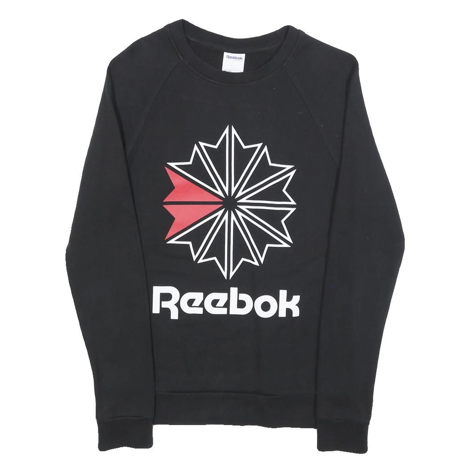 REEBOK Womens Black Sweatshirt Crew Neck S Cotton Blend Pullover Casual Refurbished - N/A refurbished available on Cerqular