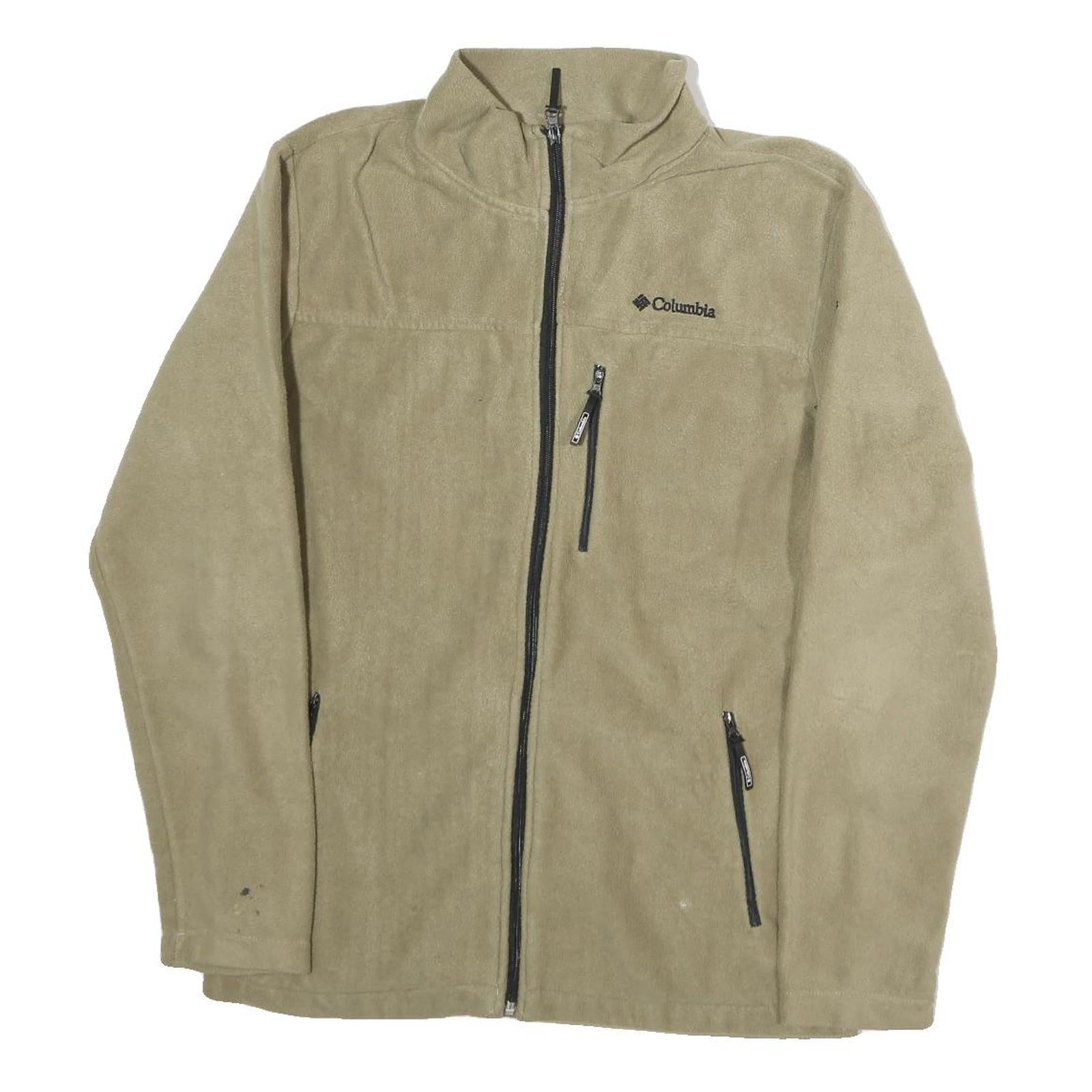 COLUMBIA Mens Beige Jacket L Polyester Plain Zip Full Length Outdoor Casual Refurbished - N/A refurbished available on Cerqular
