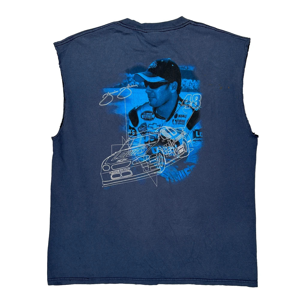 Johnson Chase Authentics Nascar Vest - XL Blue Cotton Refurbished - Thrifted (note: this is a term often used to describe second- refurbished available on Cerqular