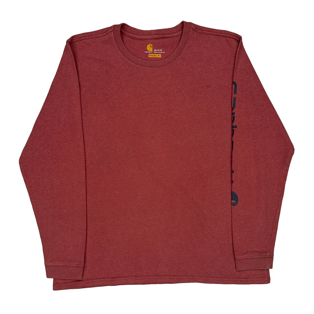 Buy Carhartt Long Sleeve T-Shirt - XL Red Cotton Refurbished - $42.20 Carhartt Long Sleeve T-Shirt - XL Red Cotton Refurbished - Thrifted (note: this is a term often used to describe second- refurbished available on Cerqular