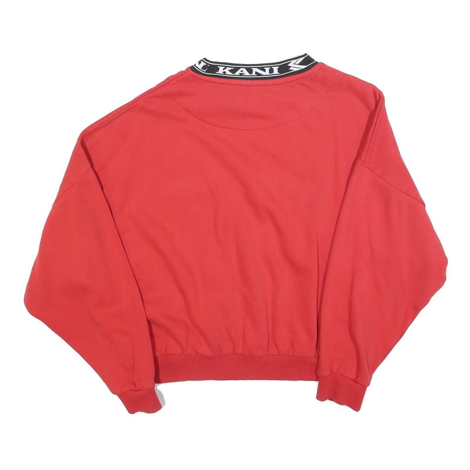 KARL KANI Womens Red Crew Neck L Sweatshirt Cotton Blend Logo Collar Refurbished - N/A refurbished available on Cerqular