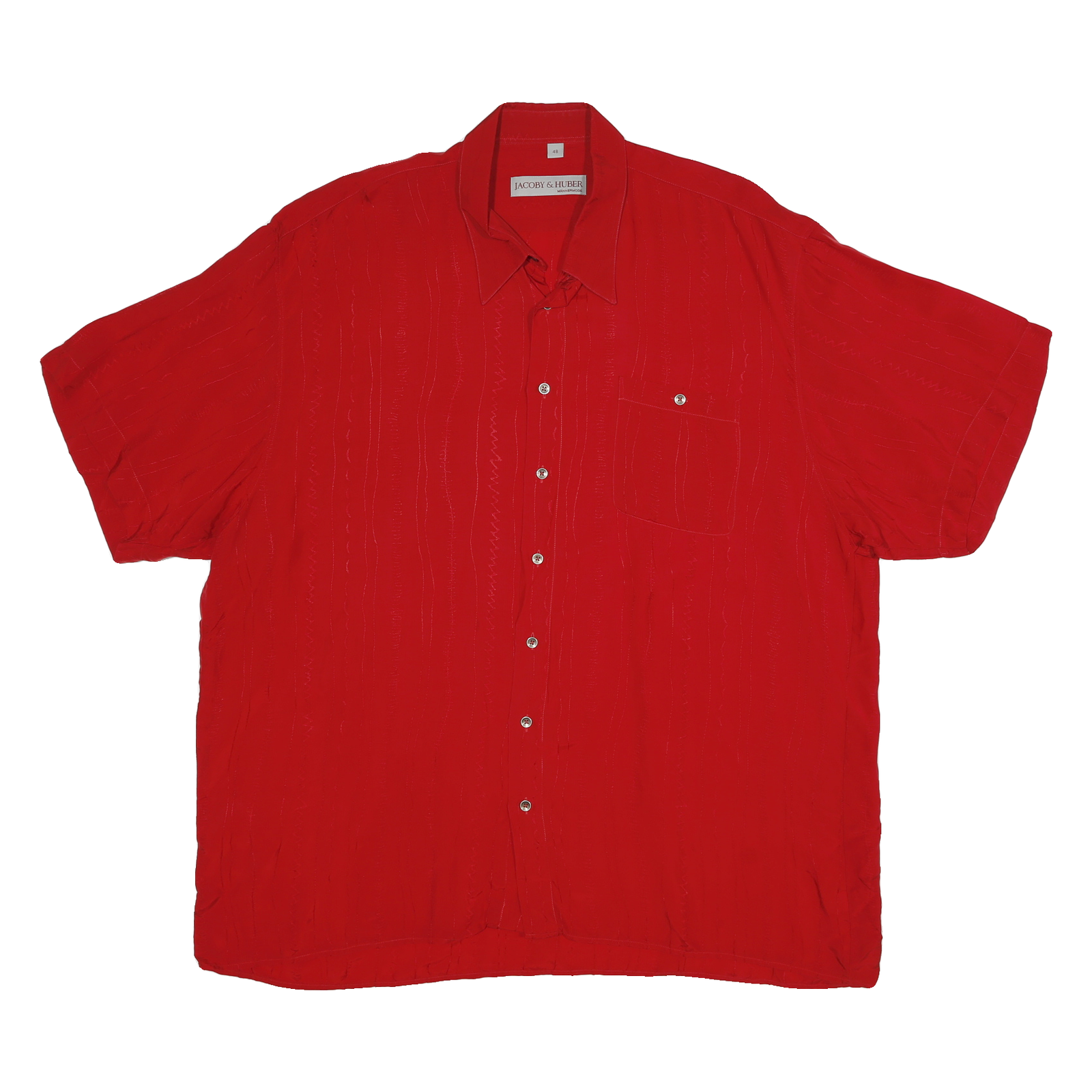 JACOBY AND HUBER Mens Red Rayon Shirt M Casual Short Sleeve Button Pocket Refurbished - N/A refurbished available on Cerqular