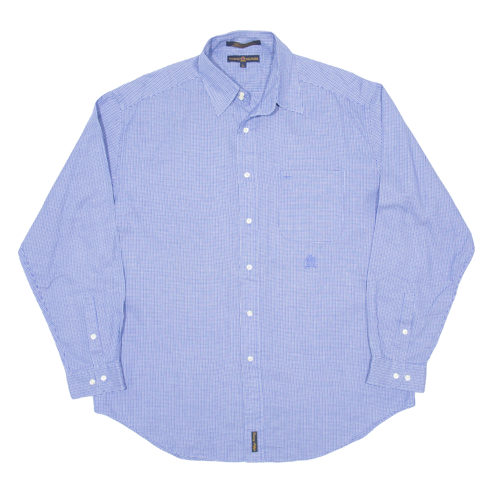TOMMY HILFIGER Mens Shirt Blue Check Long Sleeve L Refurbished - N/A refurbished available on Cerqular