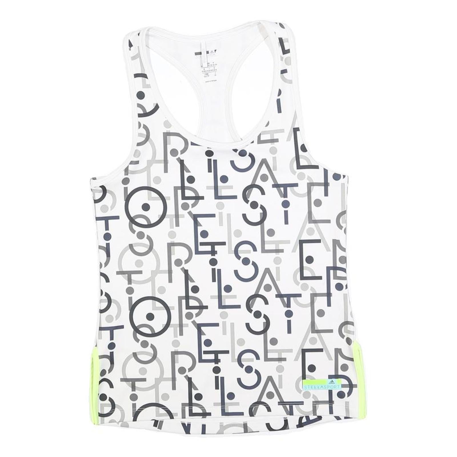 ADIDAS BY STELLA MCCARTNEY Womens White Grey Graphic Racerback XS Sports Vest Refurbished - N/A refurbished available on Cerqular