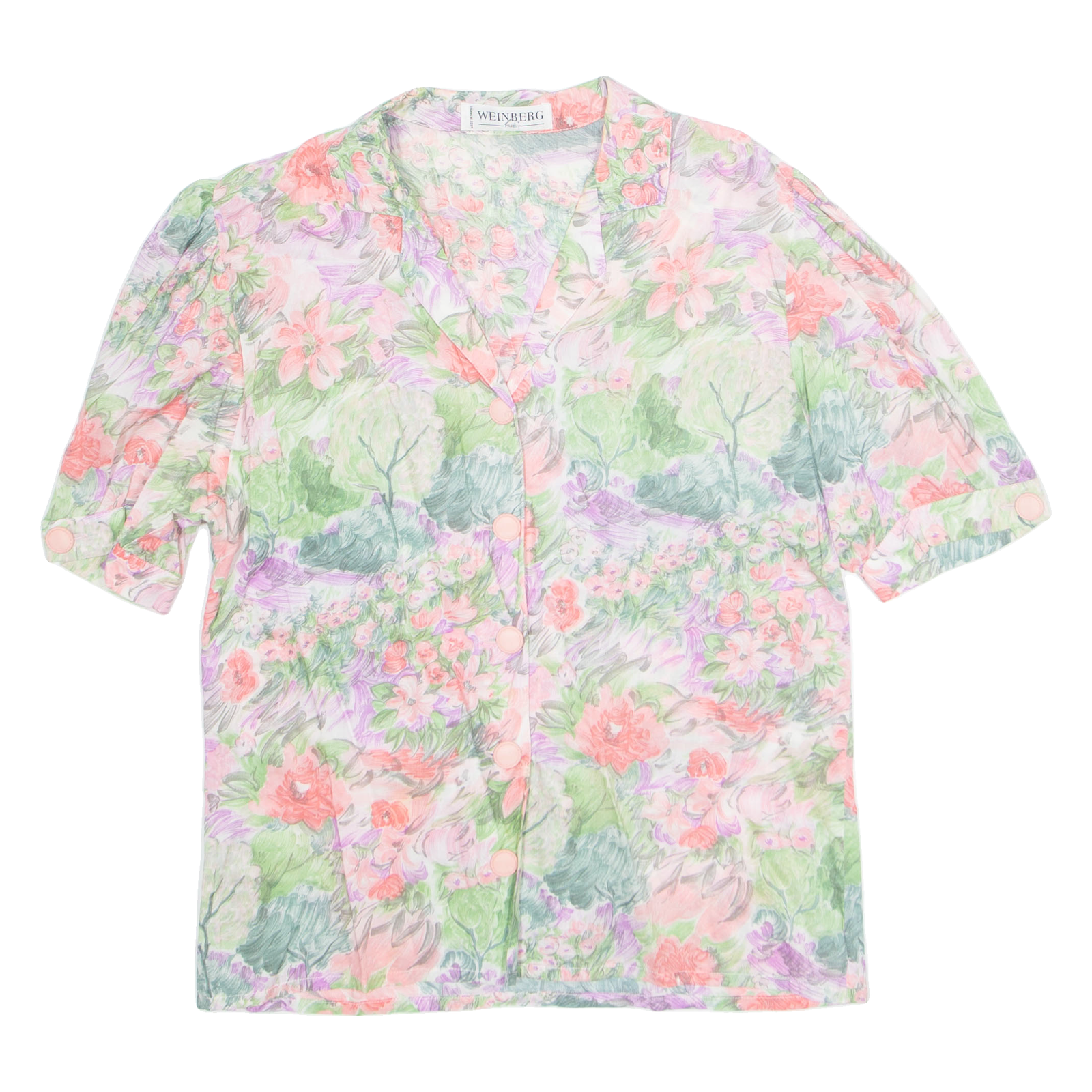 WEINBERG Womens Printed Shirt Pink Collared Off Shoulder Floral M Refurbished - N/A refurbished available on Cerqular
