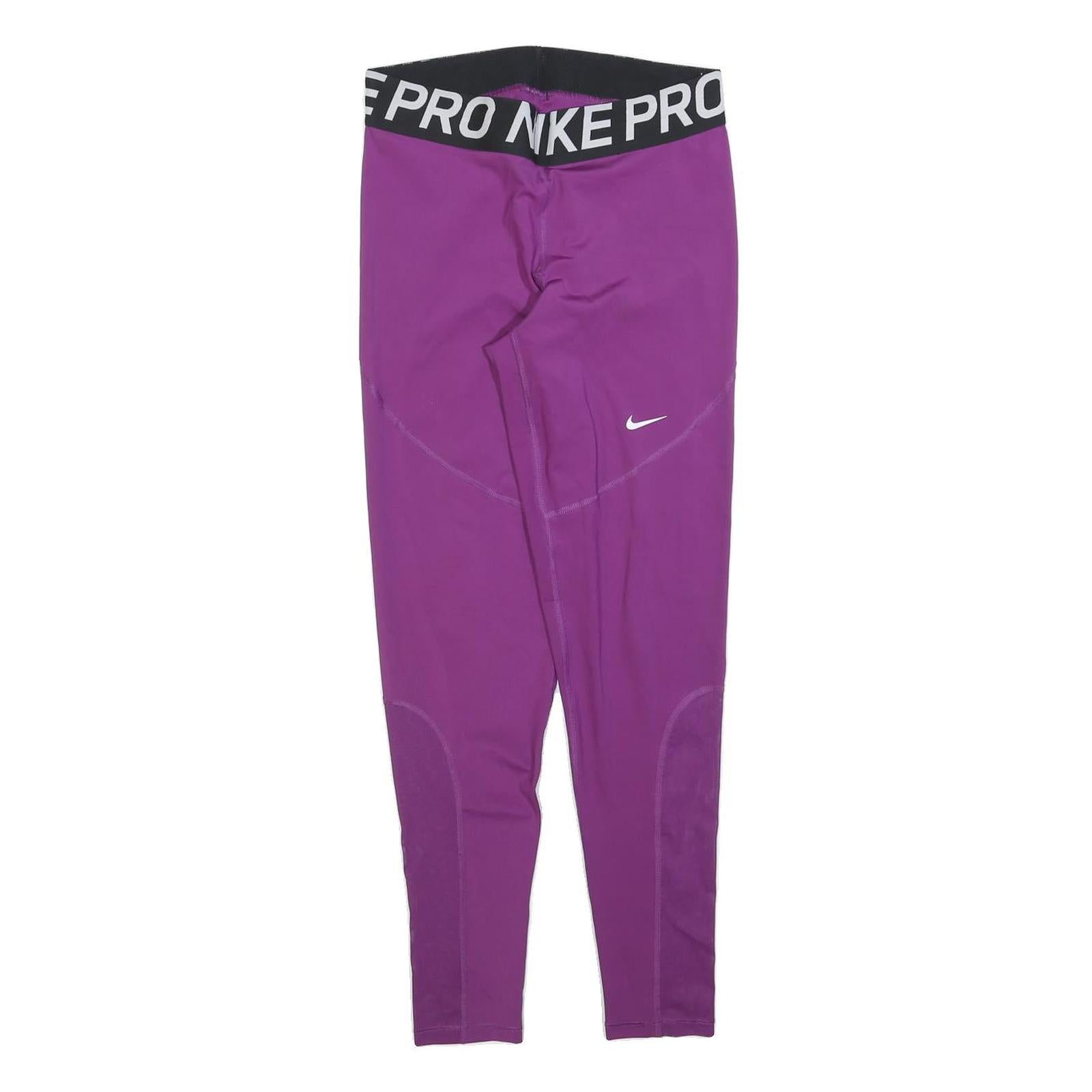 NIKE Womens Joggers Purple Slim Tapered L W30 L28 Nike Pro Logo Waistband Refurbished - N/A refurbished available on Cerqular
