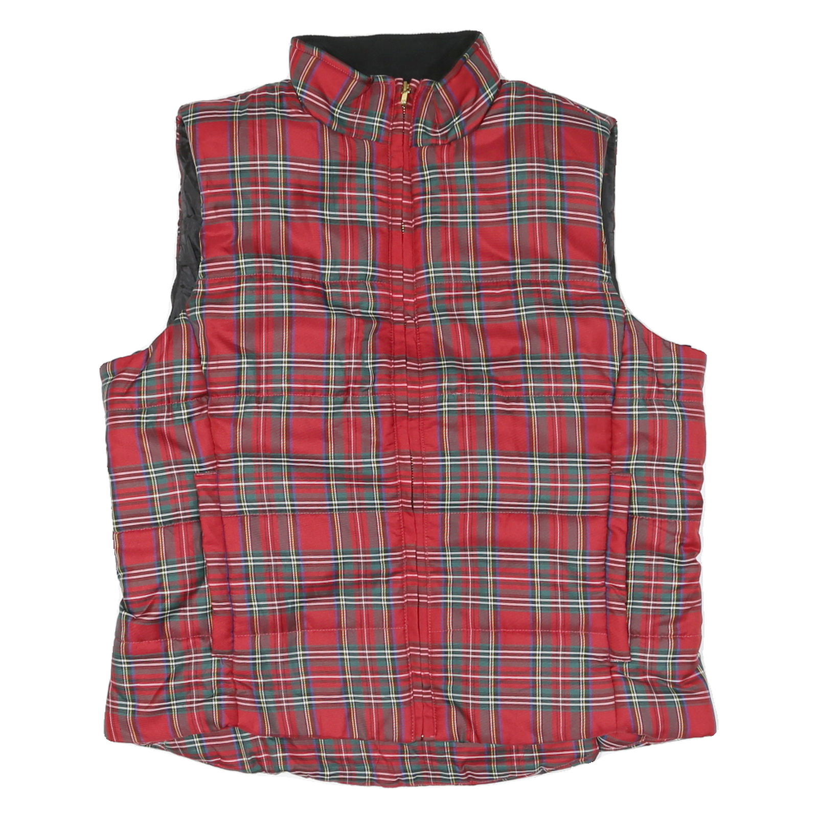 CHAPS Mens Red Plaid Jacket XL Polyester Blend Quilted Sleeveless Zip Fastening Refurbished - N/A refurbished available on Cerqular