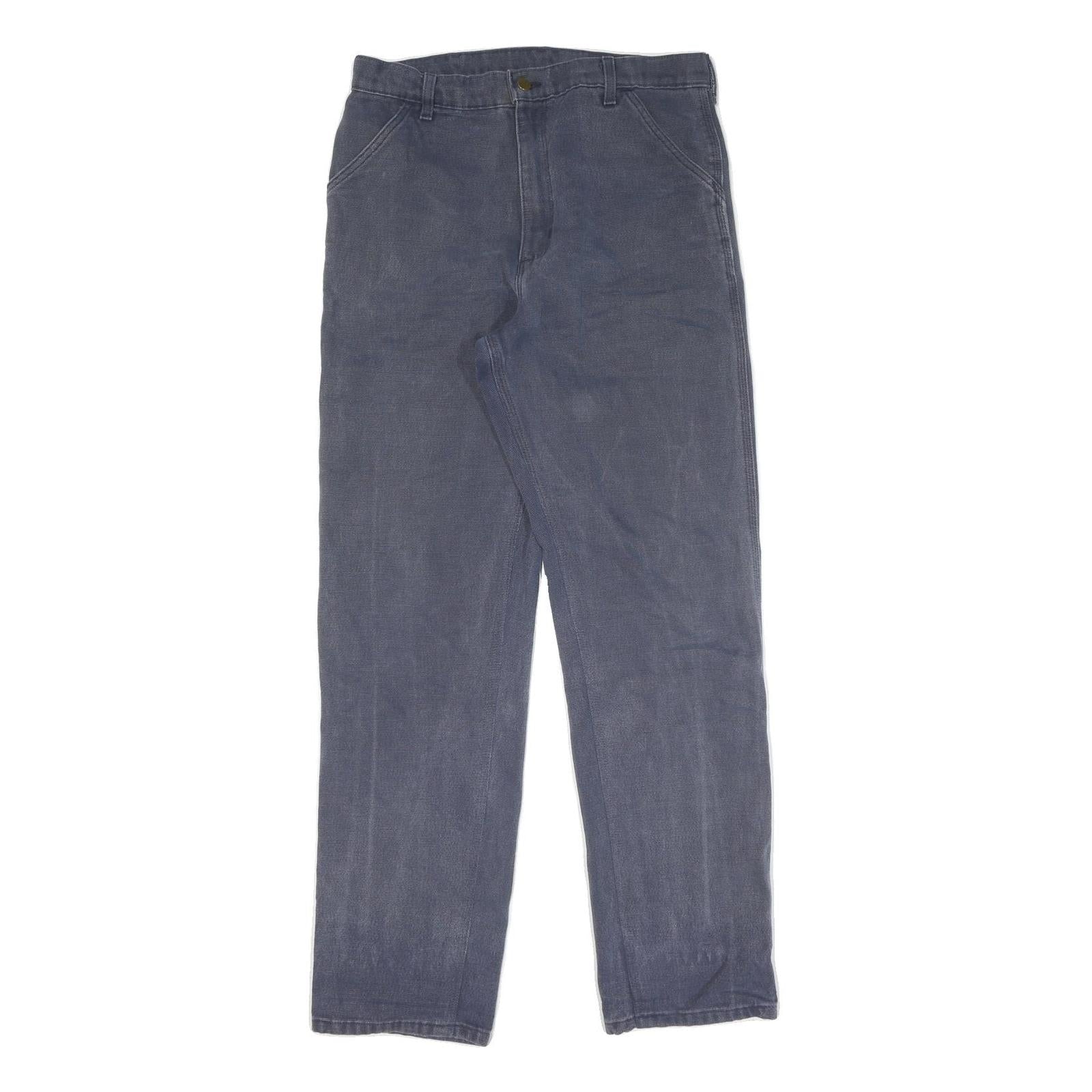 CARHARTT Mens Cotton Navy Blue Regular Straight Leg Trousers W32 L36 Workwear Refurbished - N/A refurbished available on Cerqular