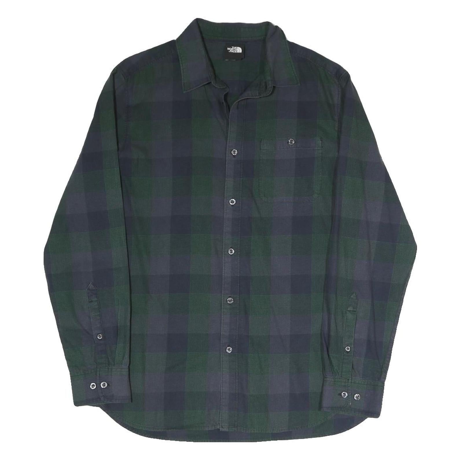 THE NORTH FACE Mens Blue & Green Regular Fit Cotton Blend Shirt M Check Long Refurbished - N/A refurbished available on Cerqular