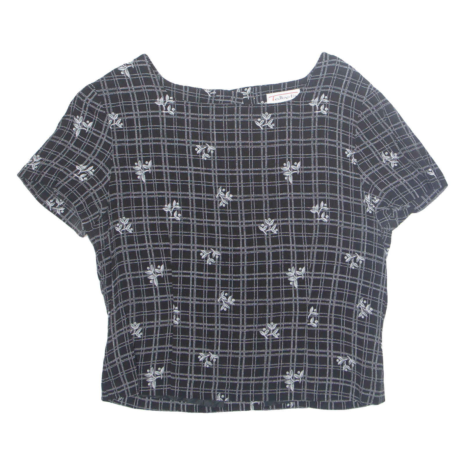 TALBOTS Womens Printed Top Black Check M Refurbished - N/A refurbished available on Cerqular