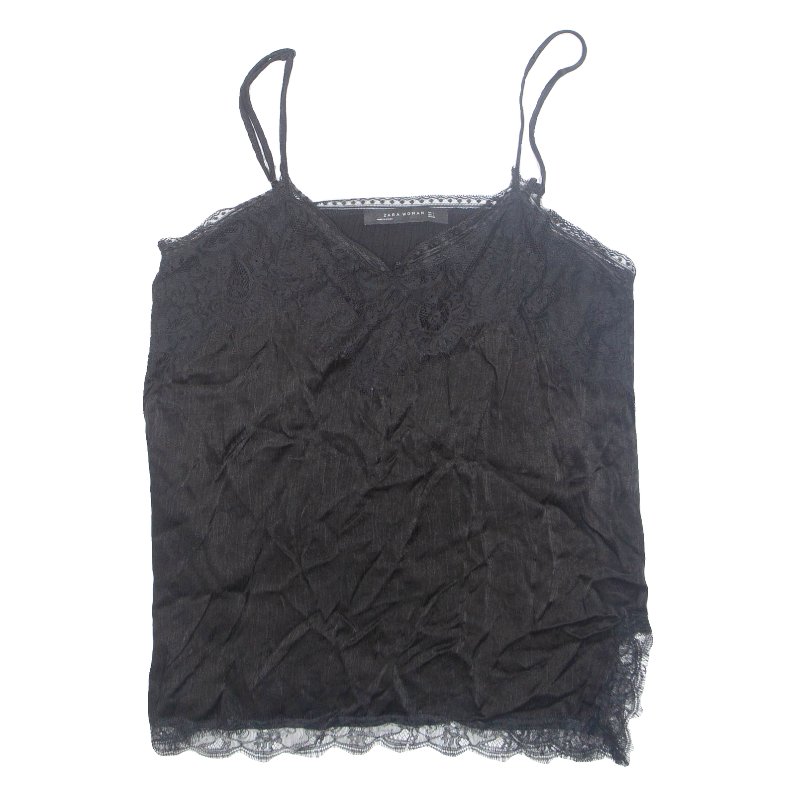 ZARA Womens Camisole Vest Black V-Neck Sleeveless L Refurbished - N/A refurbished available on Cerqular