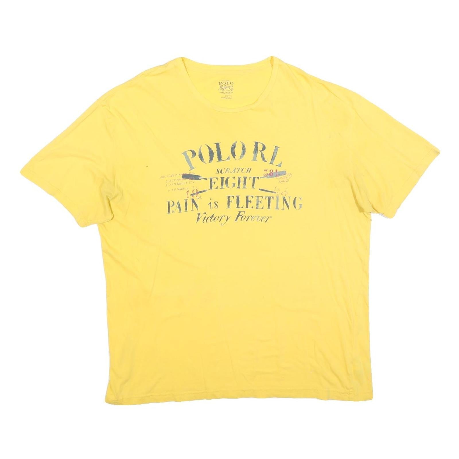 POLO RALPH LAUREN Mens Yellow Graphic T-Shirt L Short Sleeve Crew Neck Cotton Refurbished - N/A refurbished available on Cerqular