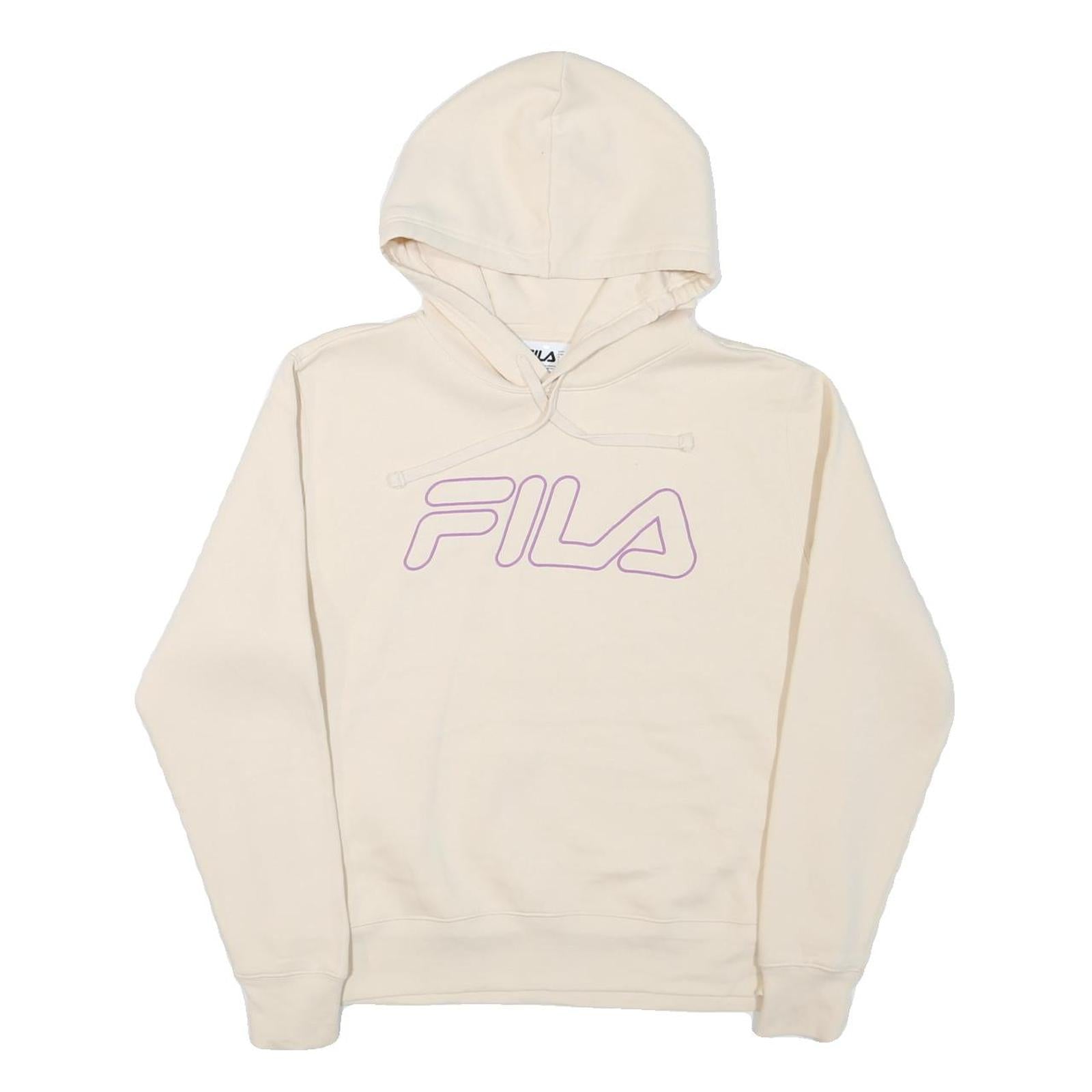 FILA Womens Cream Hoodie UK 12 Cotton Blend Casual Relaxed Fit Pullover Refurbished - N/A refurbished available on Cerqular