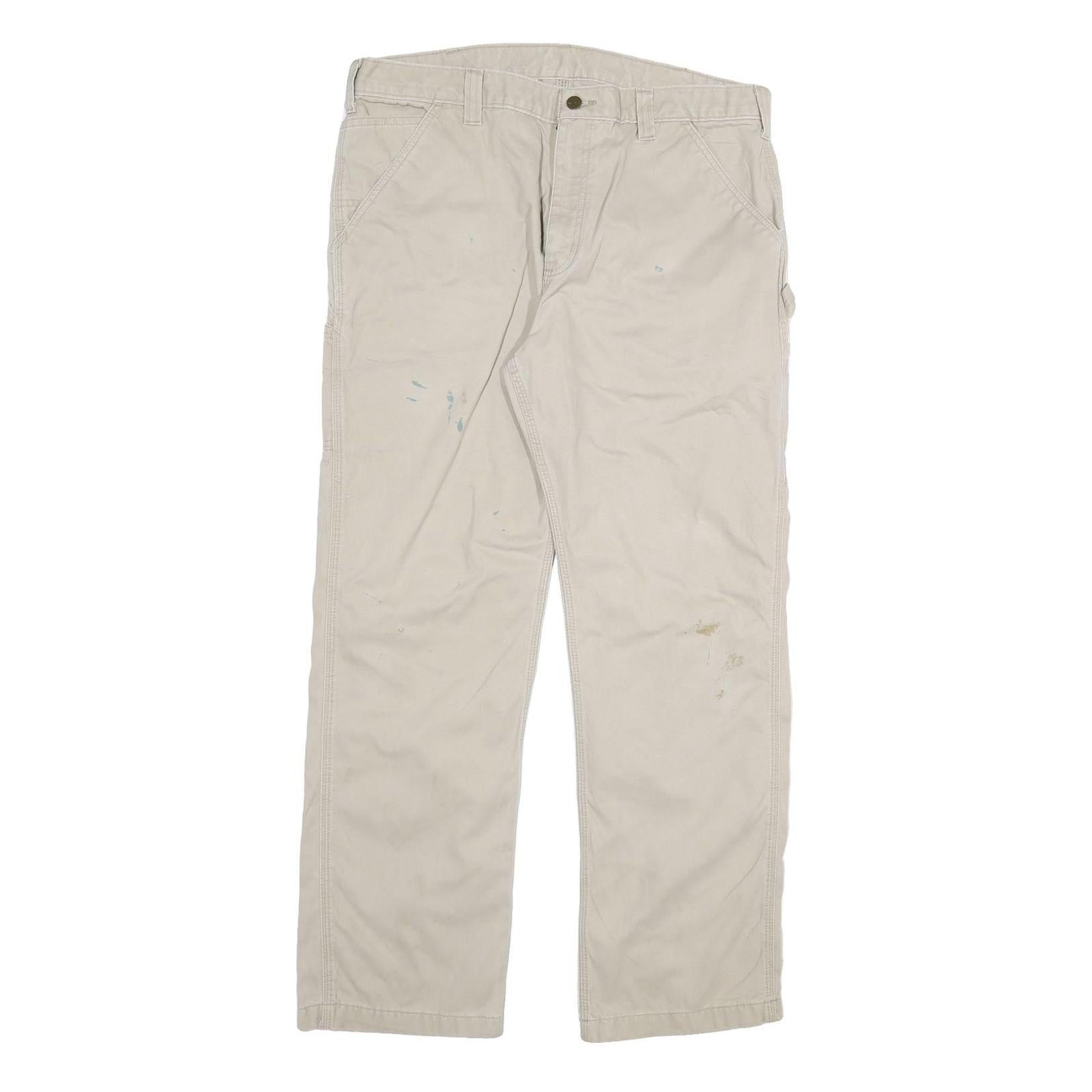 CARHARTT Mens Relaxed Beige Cotton Blend Zip Trousers W38 L32 Casual Workwear Refurbished - N/A refurbished available on Cerqular