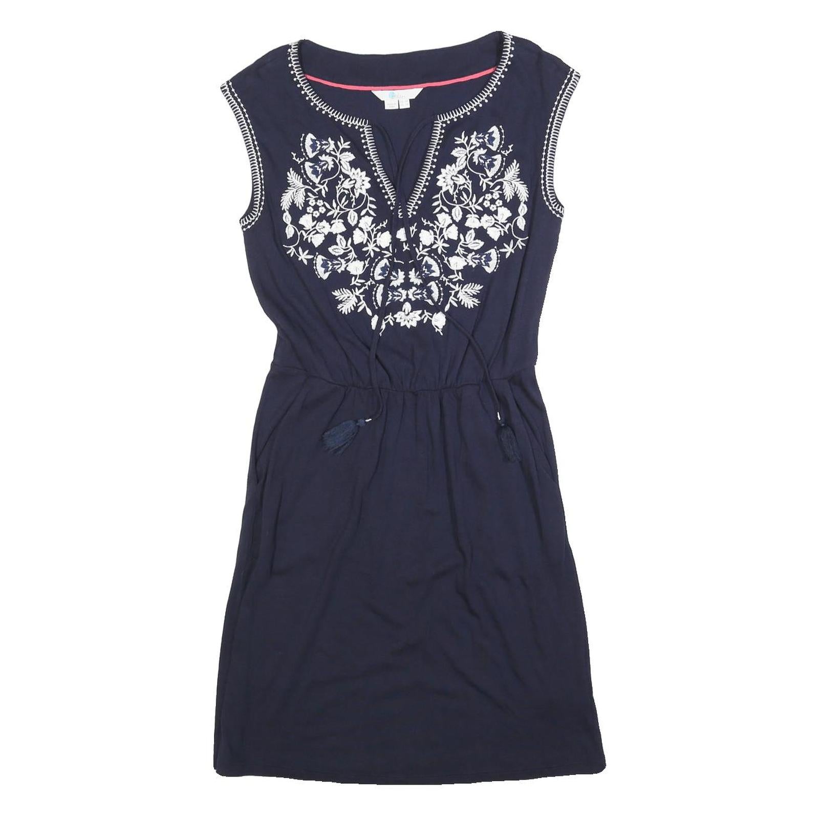 BODEN Womens Blue Cotton Blend Day Jersey Floral Embroidered Sleeveless UK 6 Refurbished - N/A refurbished available on Cerqular
