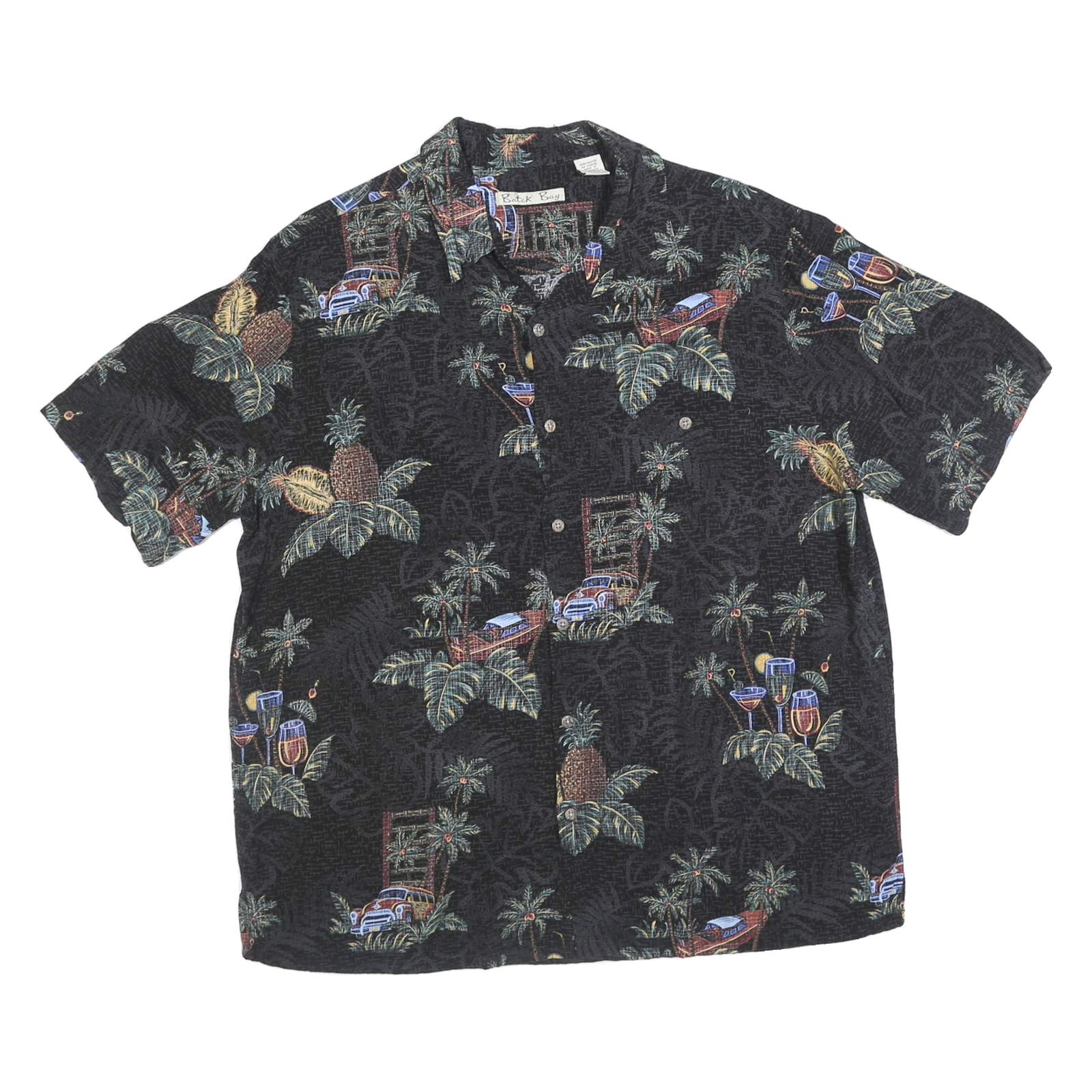 BATIK BAY Mens Black Tropical Print Rayon Shirt XL Summer Casual Beachwear Refurbished - N/A refurbished available on Cerqular