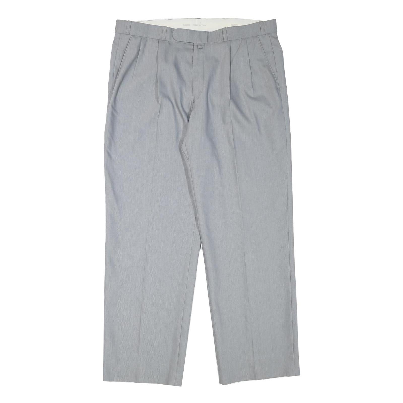HAGMAN Mens Regular Fit Grey Wool Blend Zip Fly Trousers W35 L29 Classic Formal Refurbished - N/A refurbished available on Cerqular