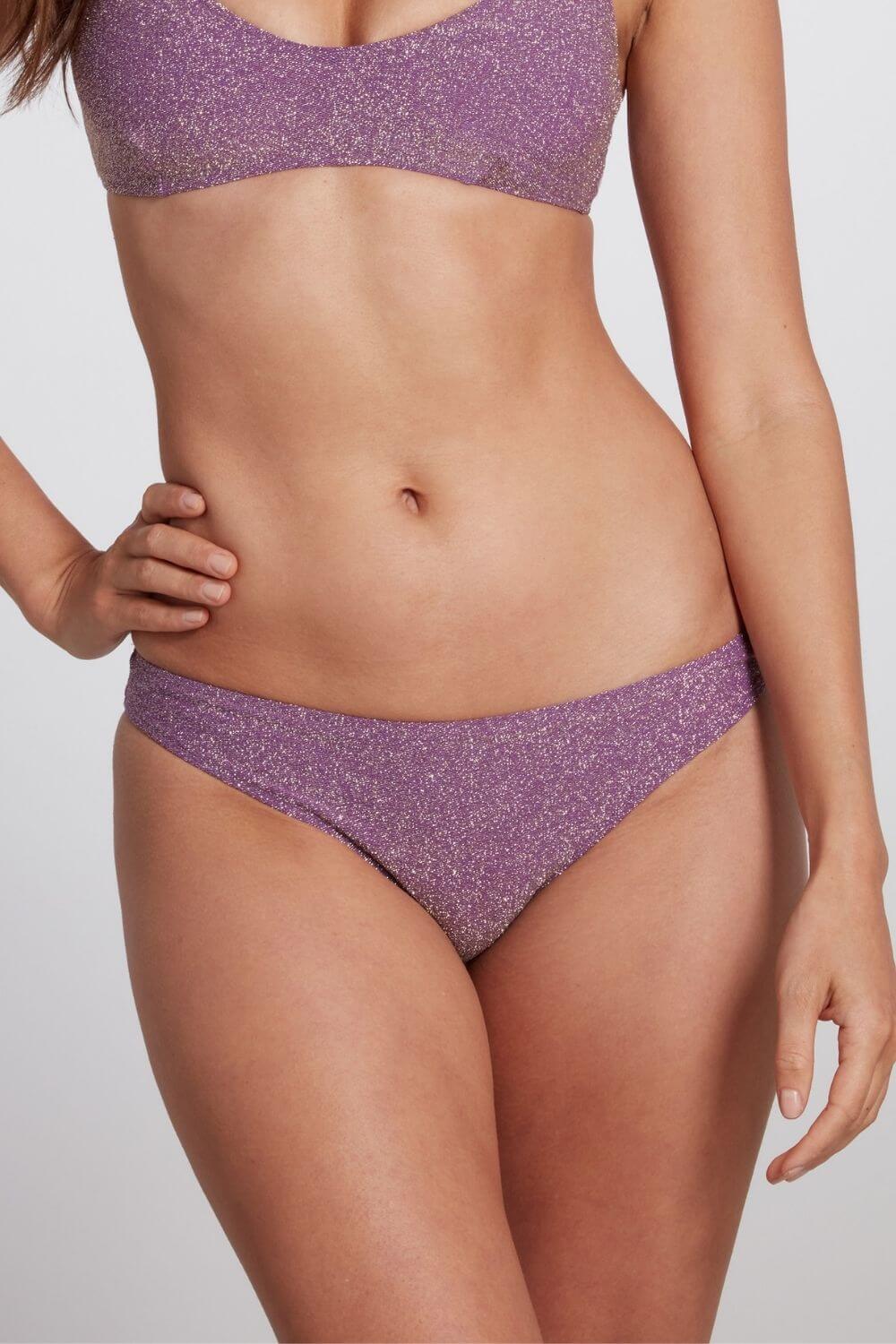 Jenna Classic Brief Bikini Bottom Lurex - Lilac | Size: Small Refurbished - Sauipe Swim refurbished available on Cerqular